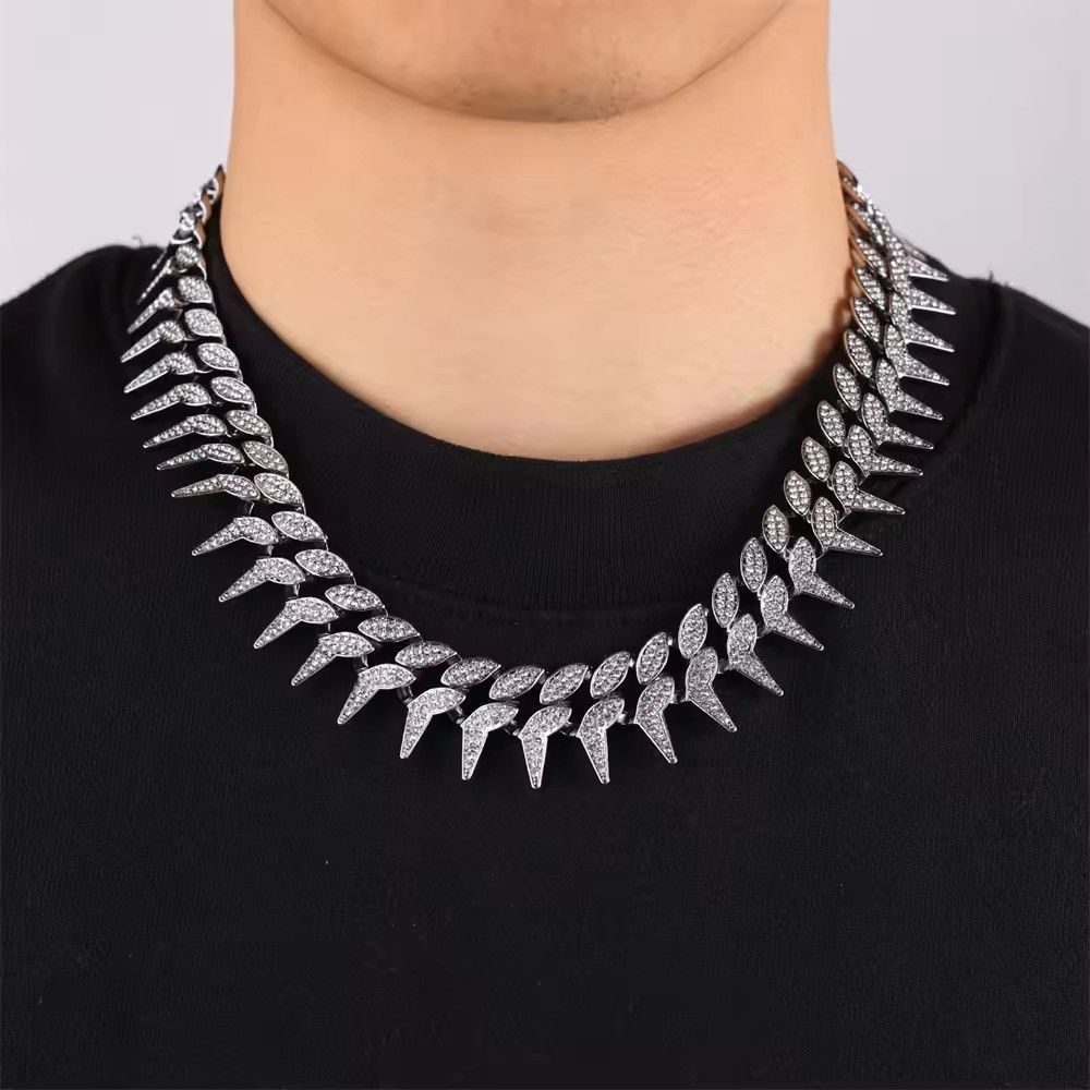 Other 24MM Width Bling Iced Out CZ Stones Thorns Chains Necklace Size ONE SIZE - 1 Thumbnail