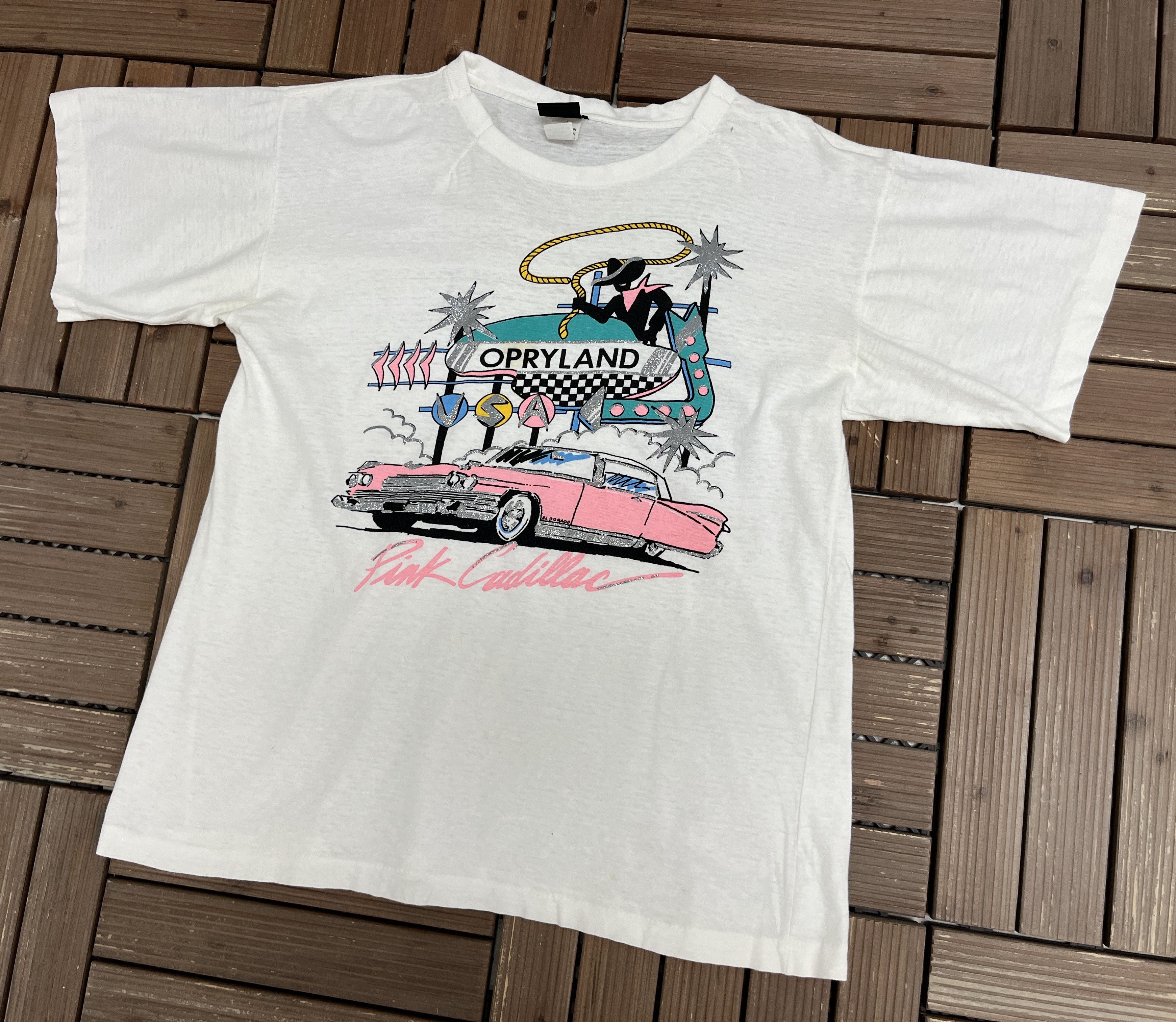 Vintage Pink Cadillac Opryland Vintage White T-Shirt Tee Size US L / EU 52-54 / 3 - 3 Thumbnail