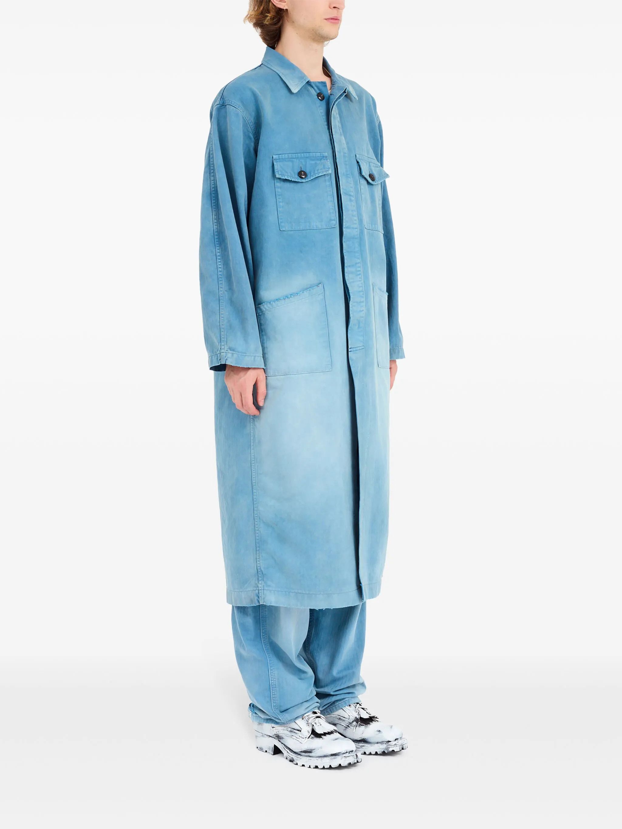 Maison Margiela o1w1db10226 Cotton Trench Coat in Light Blue Size US S / EU 44-46 / 1 - 3 Thumbnail