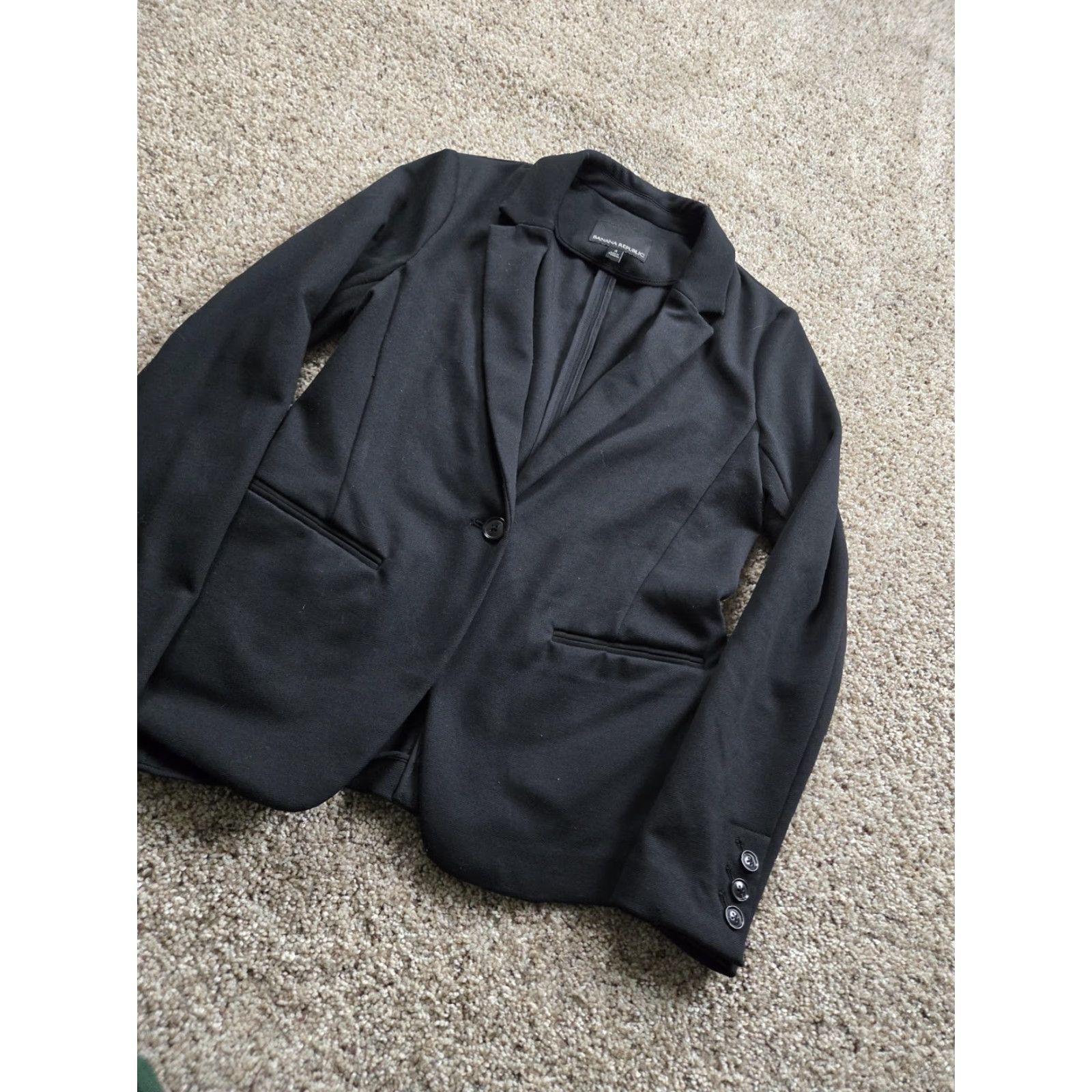 Banana Republic Banana Republic Unstructured Blazer Jacket Womens 4 Black One Button Stretch Size S / US 4 / IT 40 - 2 Thumbnail