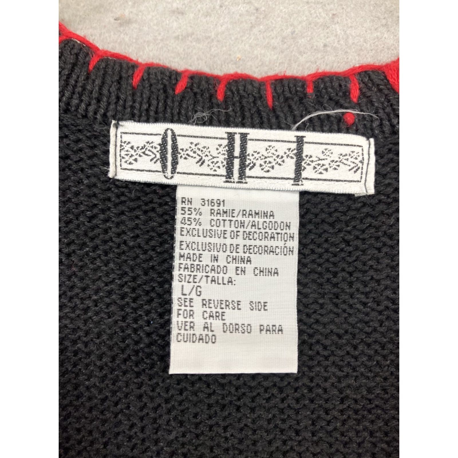 Vintage OHI Black Christmas Snowmen Sweater Vest Womens L Knitted Ugly Holiday Christmas Pattern Embroidered Cap Sleeve Size L / US 10 / IT 46 - 2 Thumbnail
