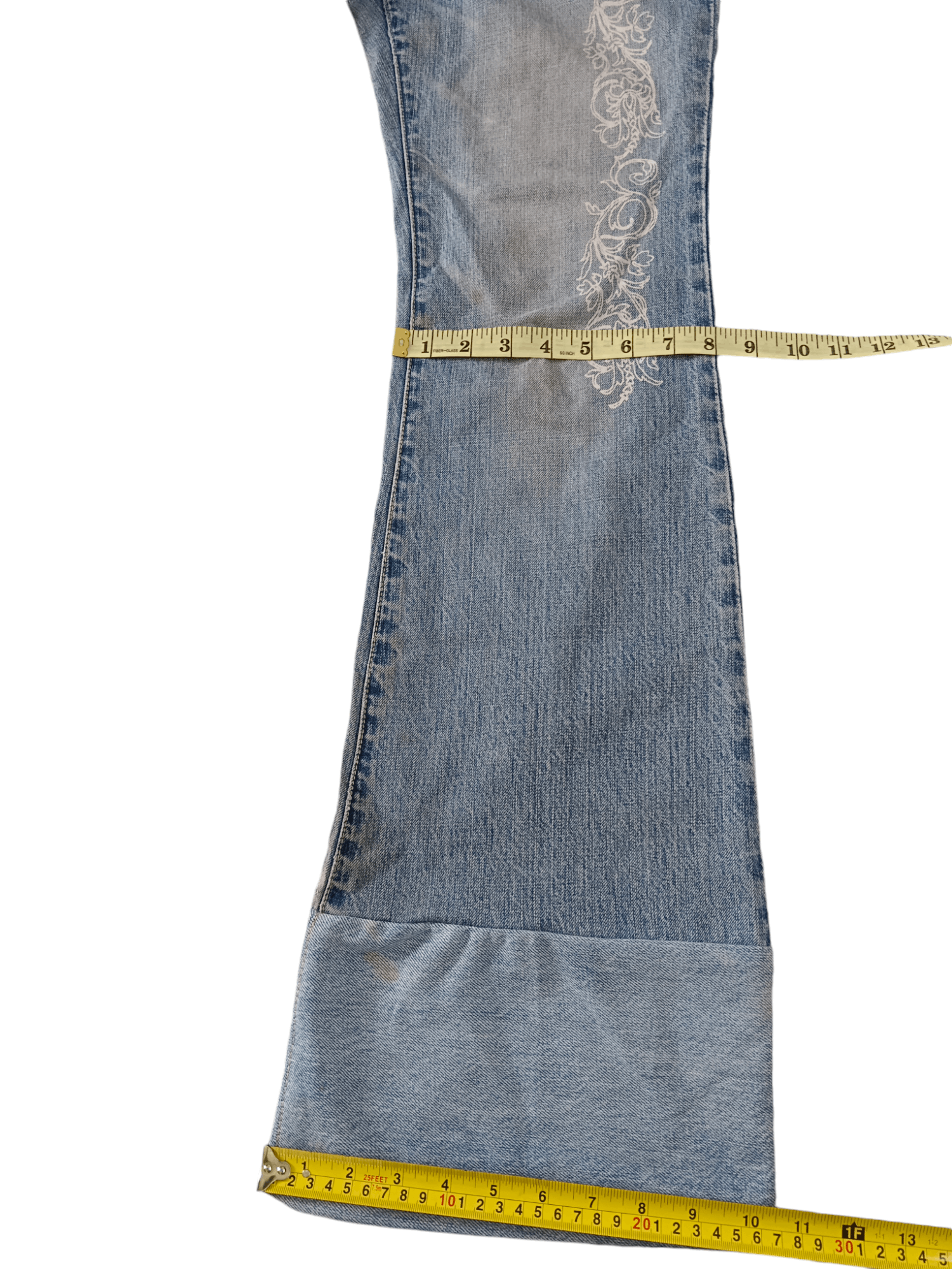 Tornado Mart Tornado Mart Tribal Tattoo Custom Leg Super Flare Denim Size US 29 - 7 Thumbnail