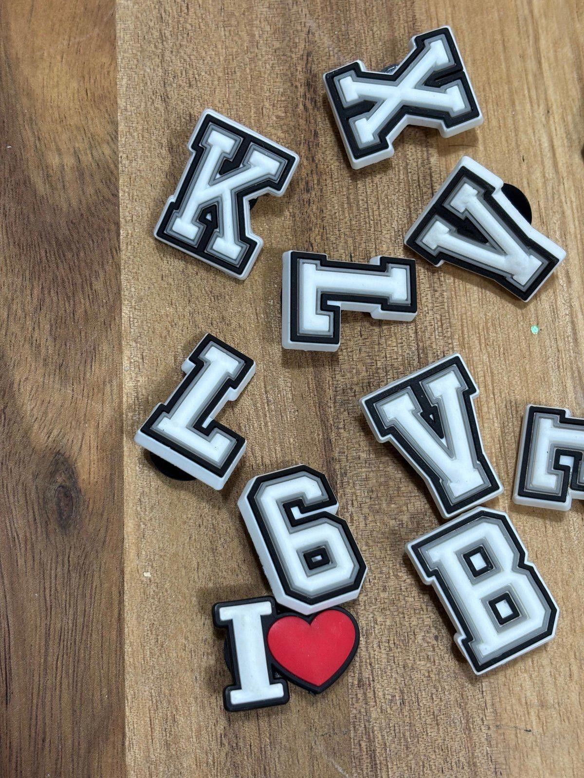 Other Varsity Letter Style Shoe Charms Set Black and White Size ONE SIZE - 2 Thumbnail