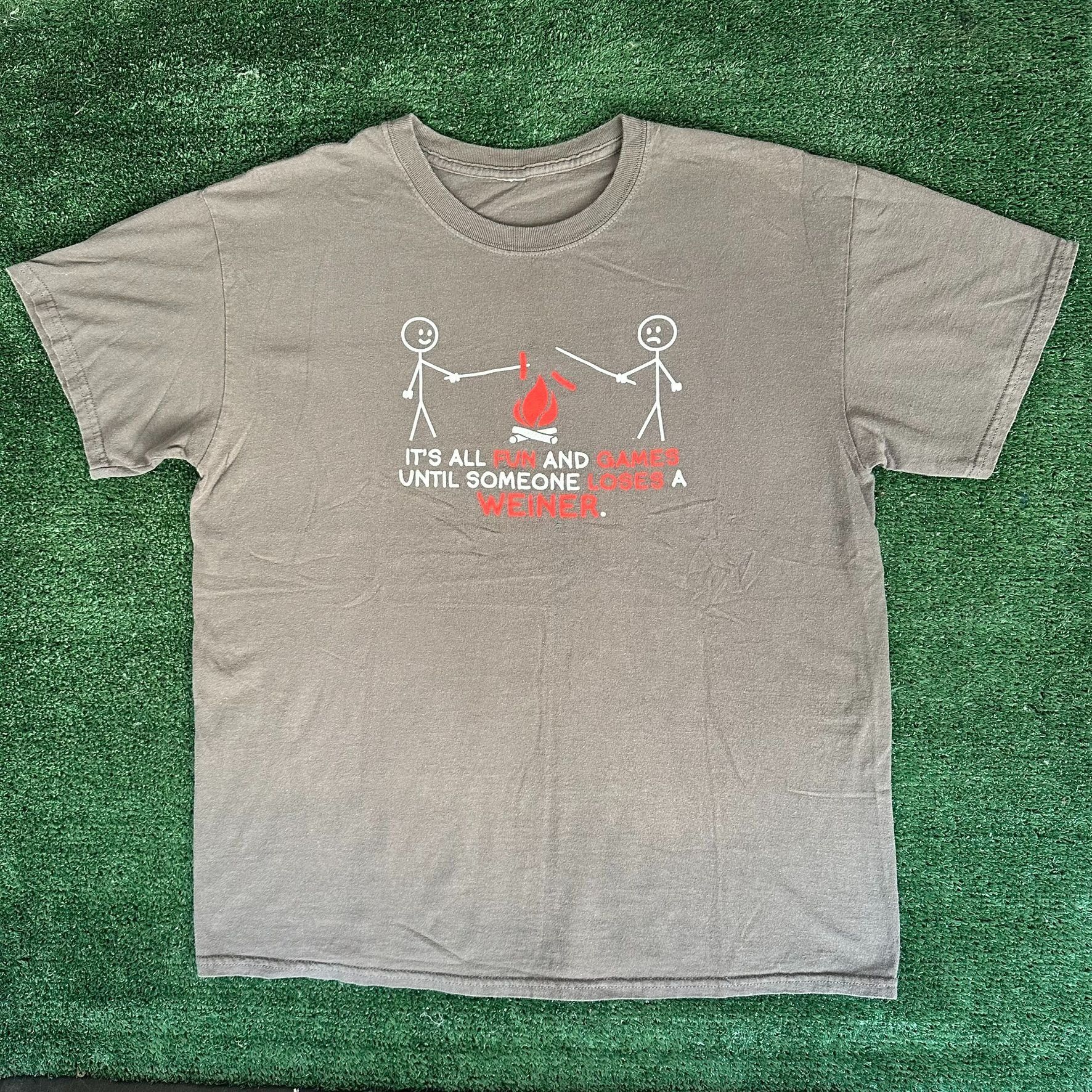 Vintage Stick Figure Weiner Roast T-Shirt Funny Camping Humor Novelt Size US L / EU 52-54 / 3 - 1 Thumbnail
