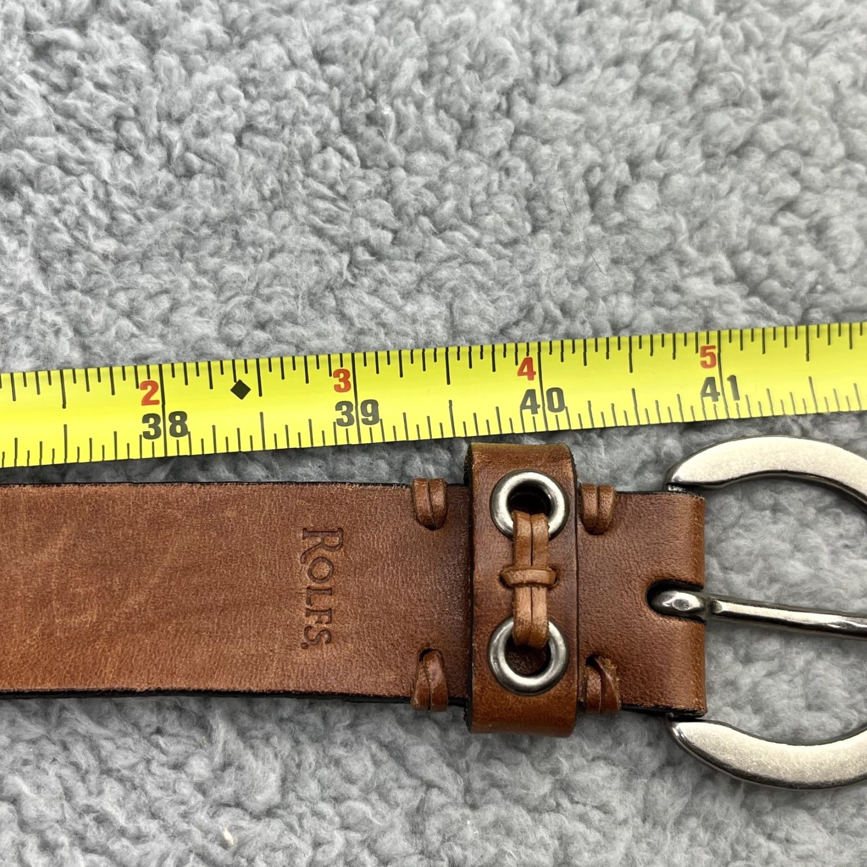 Vintage Rolfs Leather Belt Womens Large Brown Silver Buckle Boho Western Weaving - Dress Belt, Regular Size, Brown Leather Belt, Women's Belt, Rolfs Size ONE SIZE - 7 Thumbnail