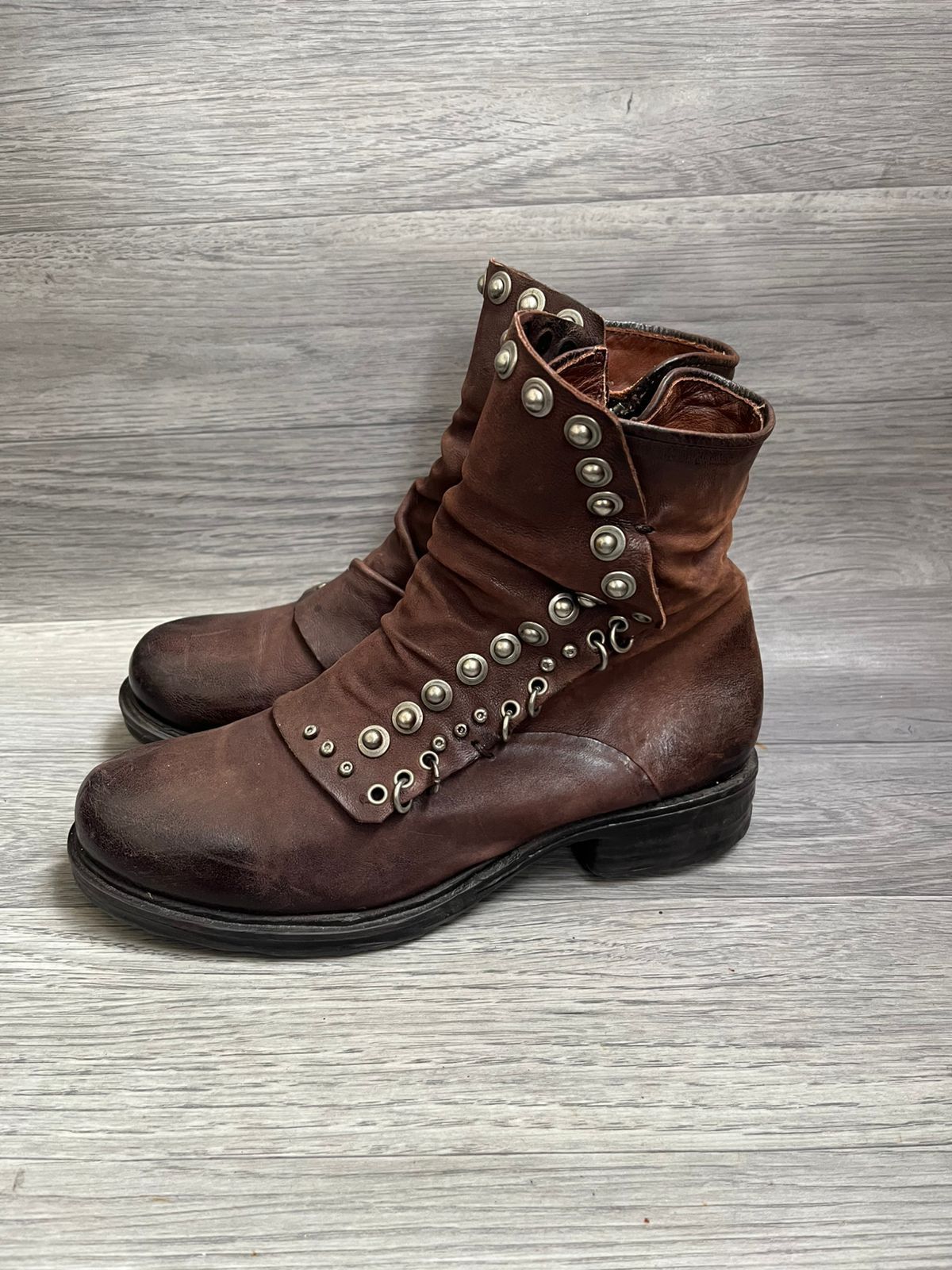 A.S.98 A.S.98 Brown Distressed Grunge Studded Archival Boots Y2K Size US 8 / IT 38 - 3 Thumbnail
