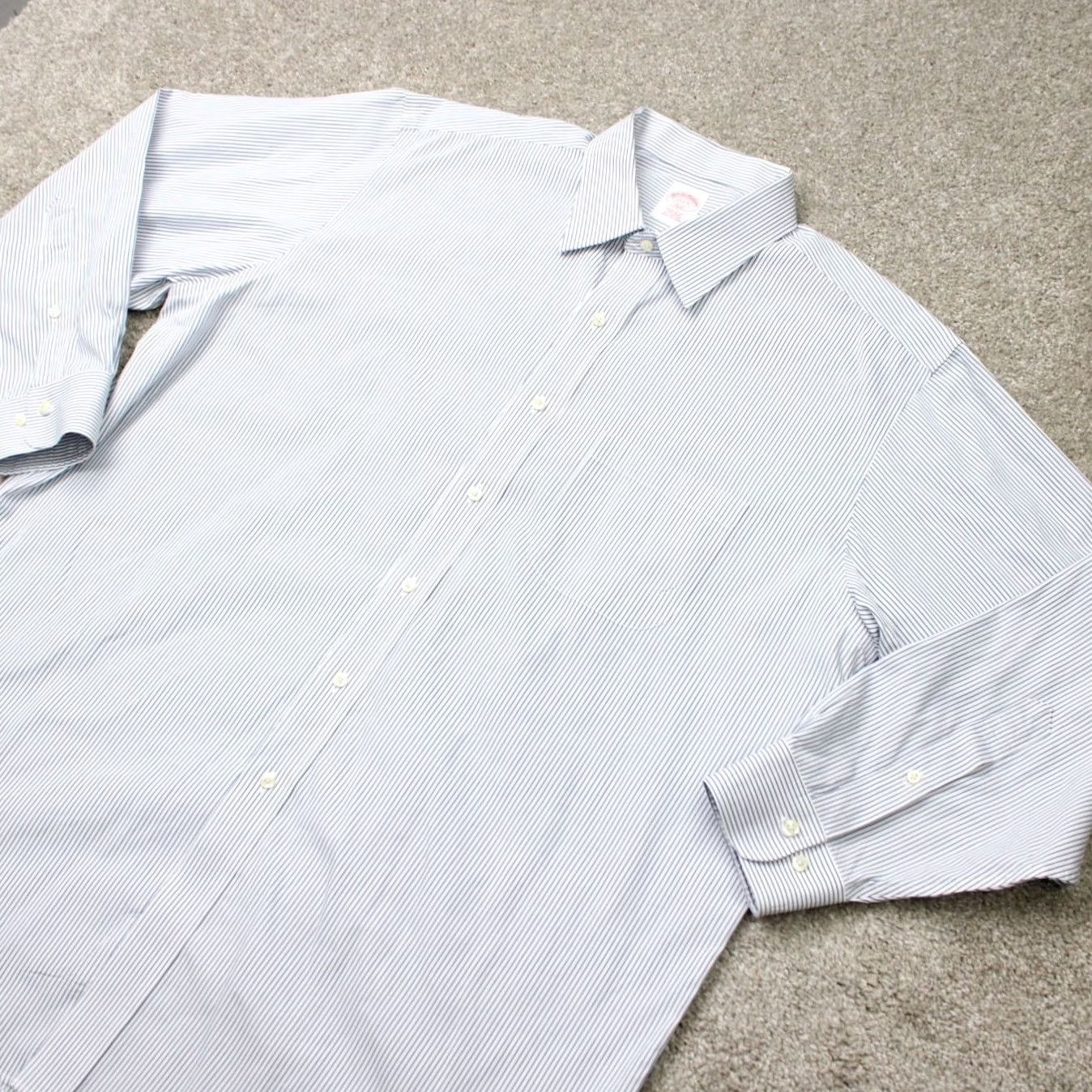 Brooks Brothers Brooks Brothers Dress Shirt Mens 17 2/3 Blue/White Regular Fit Non-Iron L/S Shirt Size 46R - 4 Thumbnail