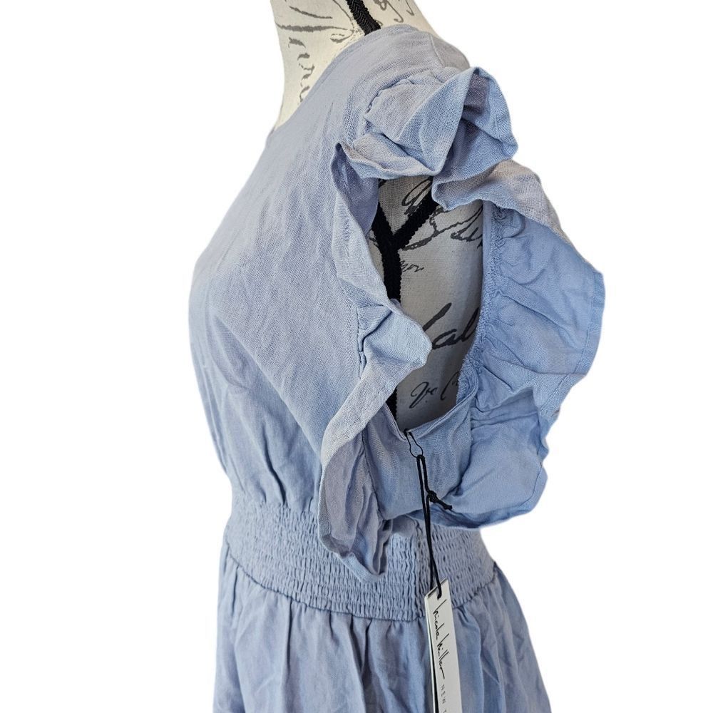 Nicole Miller Nicole Miller -769 NWT Lighy Blue Smocked Waist Linen Blend Size L / US 10 / IT 46 - 5 Thumbnail
