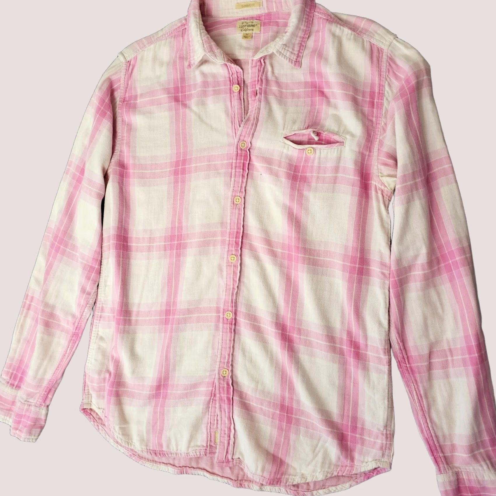 Lucky Brand Lucky Brand Thick Woven Button Shirt Women's M Pink Plaid Button Up Casual Shirt Womens Regular Size Medium Pink Plaid Button-Up Shirt Size M / US 6-8 / IT 42-44 - 1 Thumbnail