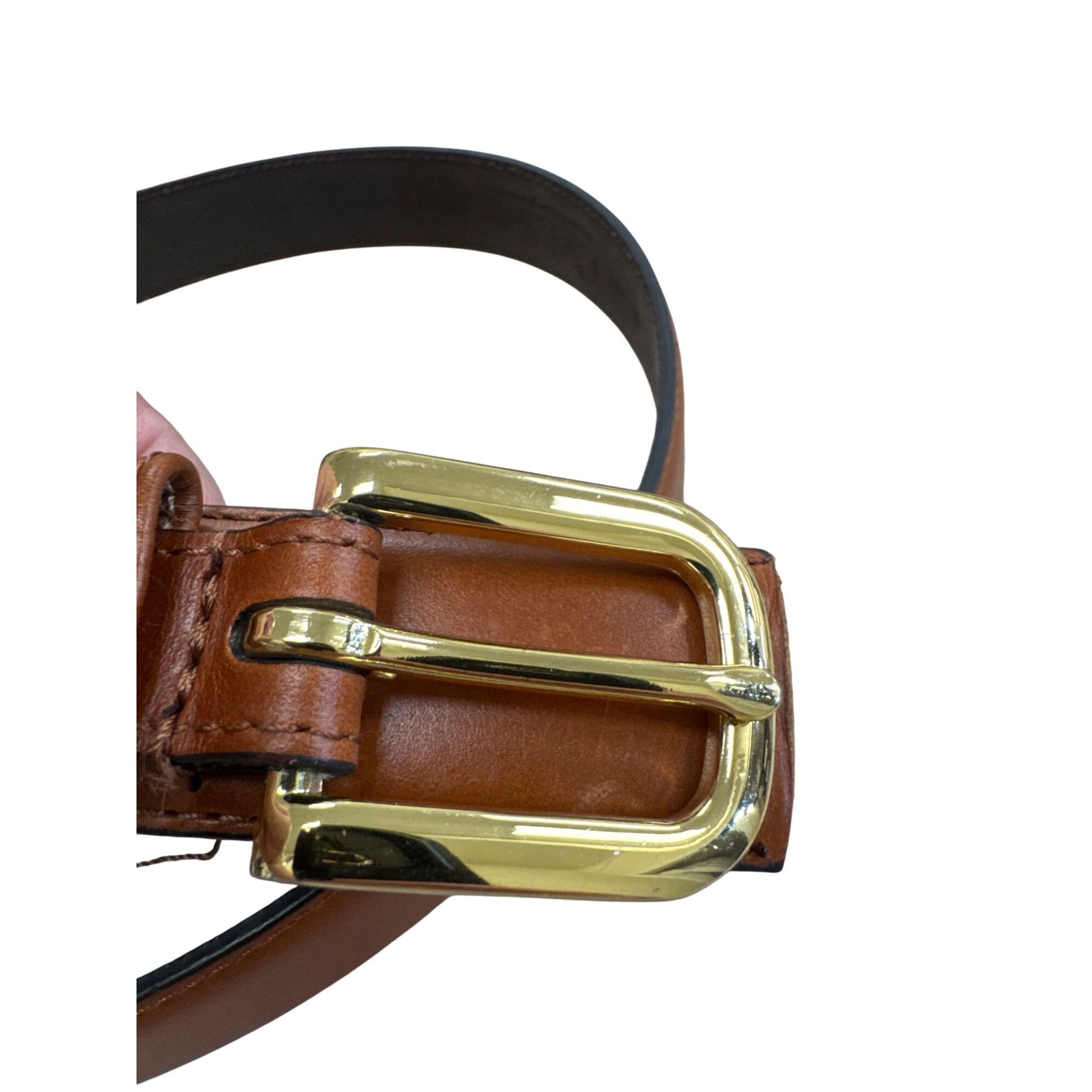 Cabelas Cabelas Mens Brown Leather Belt Size 40 With Gold Buckle SKU Size 40 - 2 Thumbnail
