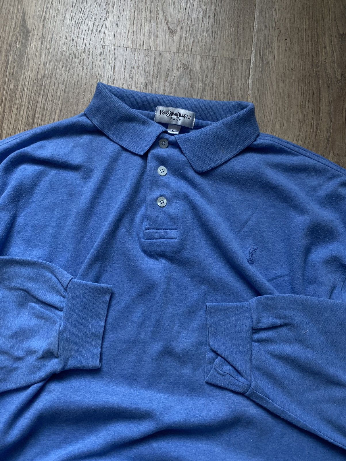 Yves Saint Laurent Rare YSL Paris pour home 90’s Long Sleeve Polo light blue Size US XL / EU 56 / 4 - 3 Thumbnail