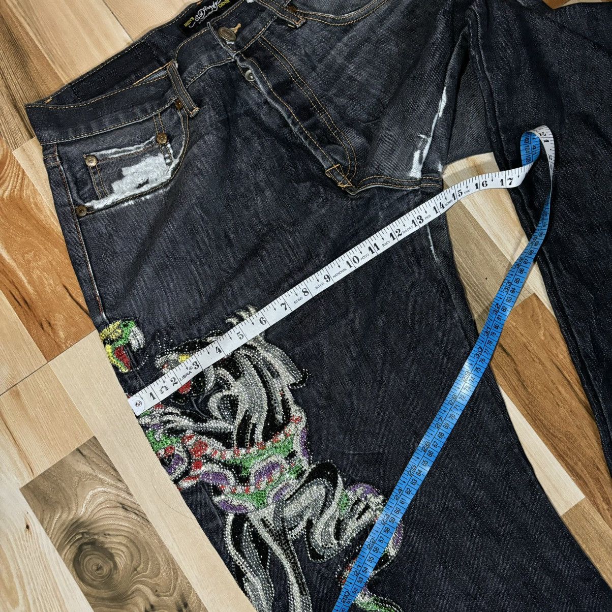 Christian Audigier × Ed Hardy Vintage 00s Edhardy Spell Out Tiger Leopard Jeans Size US 36 / EU 52 - 15 Thumbnail