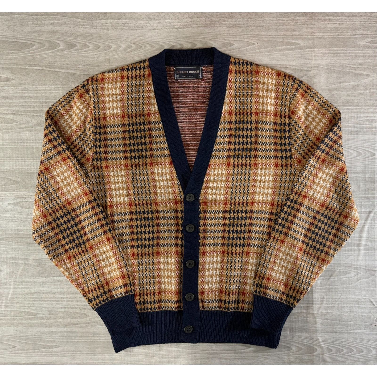 Robert Bruce Robert Bruce wool blend Cardigan Sweater sz L color brown pl Size US L / EU 52-54 / 3 - 1 Thumbnail
