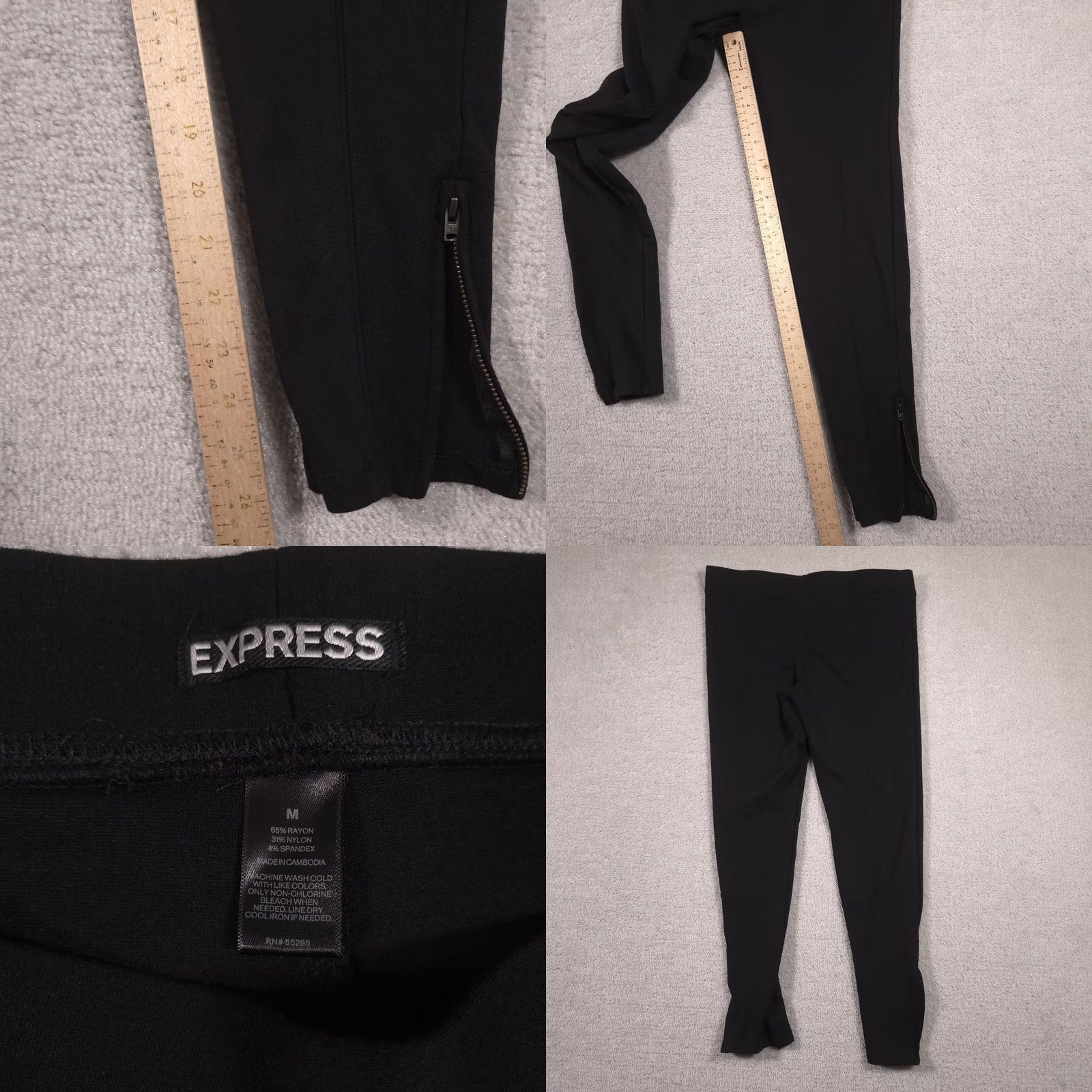 Express Express Leggings Womens M Black Mid Rise Ankle Zip Knit Pants Stretch Size 32" / US 10 / IT 46 - 8 Thumbnail