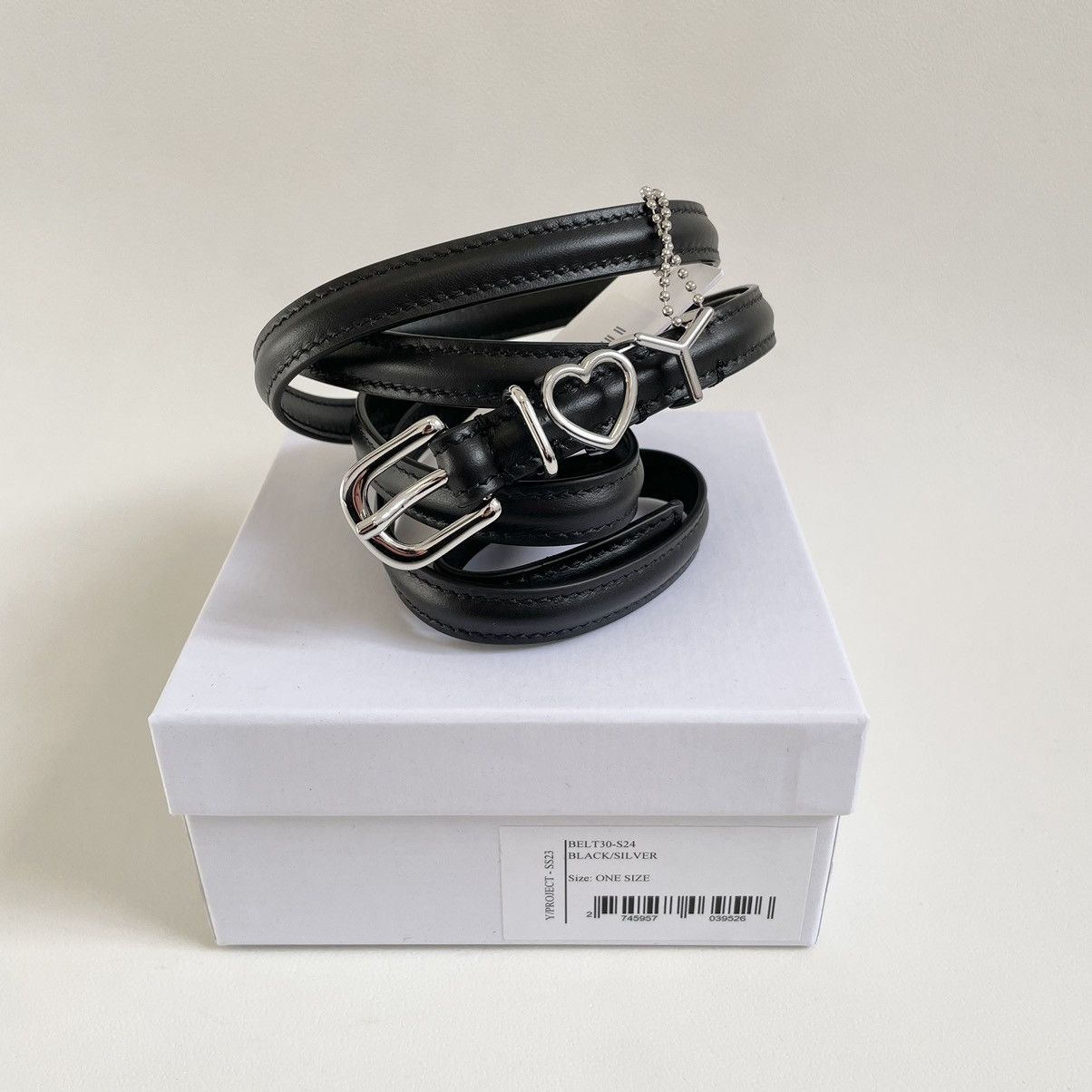 Y/Project Black Leather ‘I Heart Y’ Metal Buckle Belt Size ONE SIZE - 7 Thumbnail