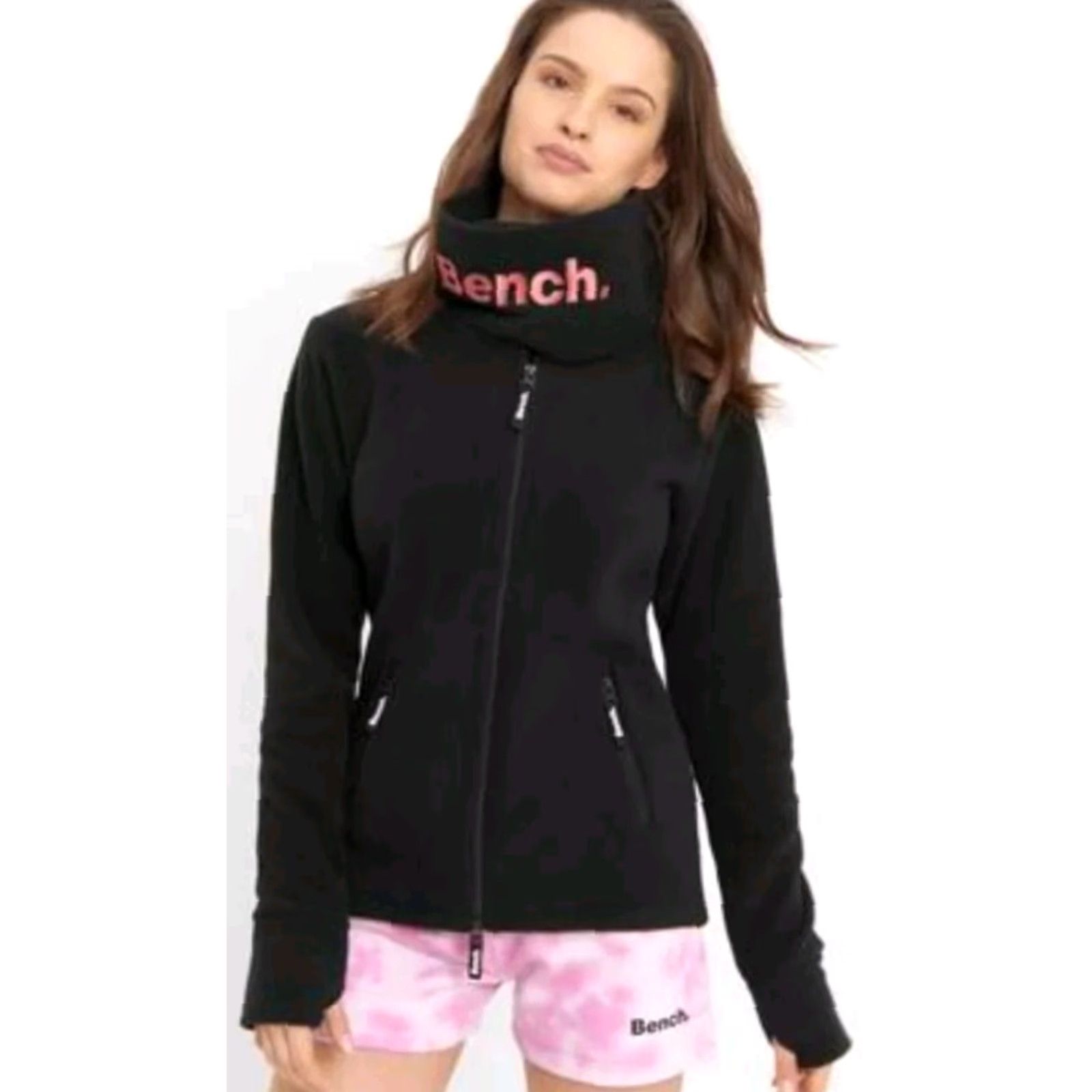 Bench Bench Urbanwear Womens Fitted Fleece Lined Full Zip High Neck Jacket Hot Pink XS Size XS / US 0-2 / IT 36-38 - 4 Thumbnail