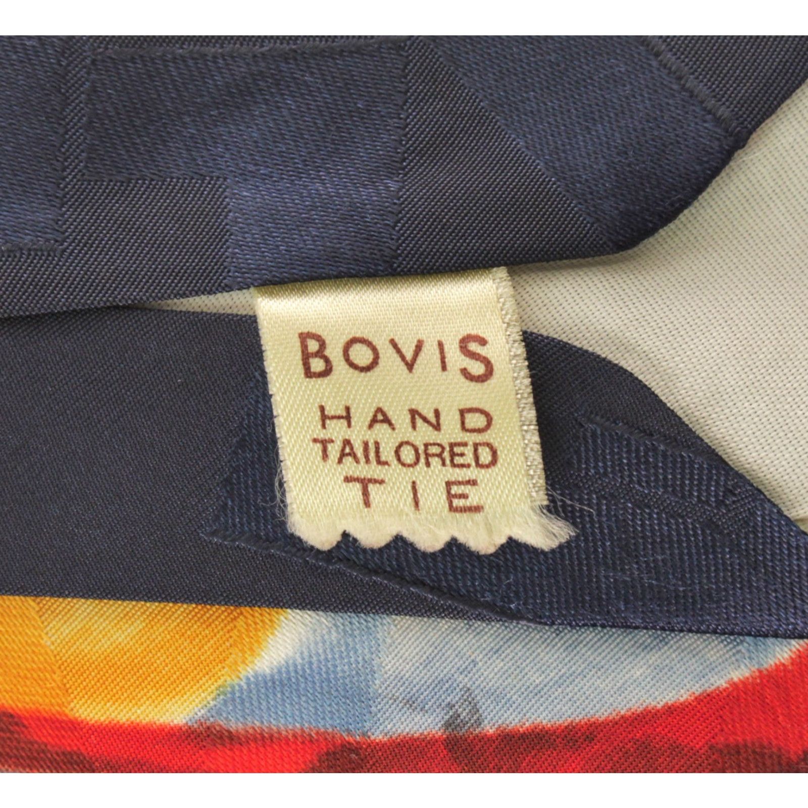 Vintage VTG Bovis Necktie Shirt 1940s Men Blue Red Hand Painted 40s Tie Size ONE SIZE - 3 Thumbnail