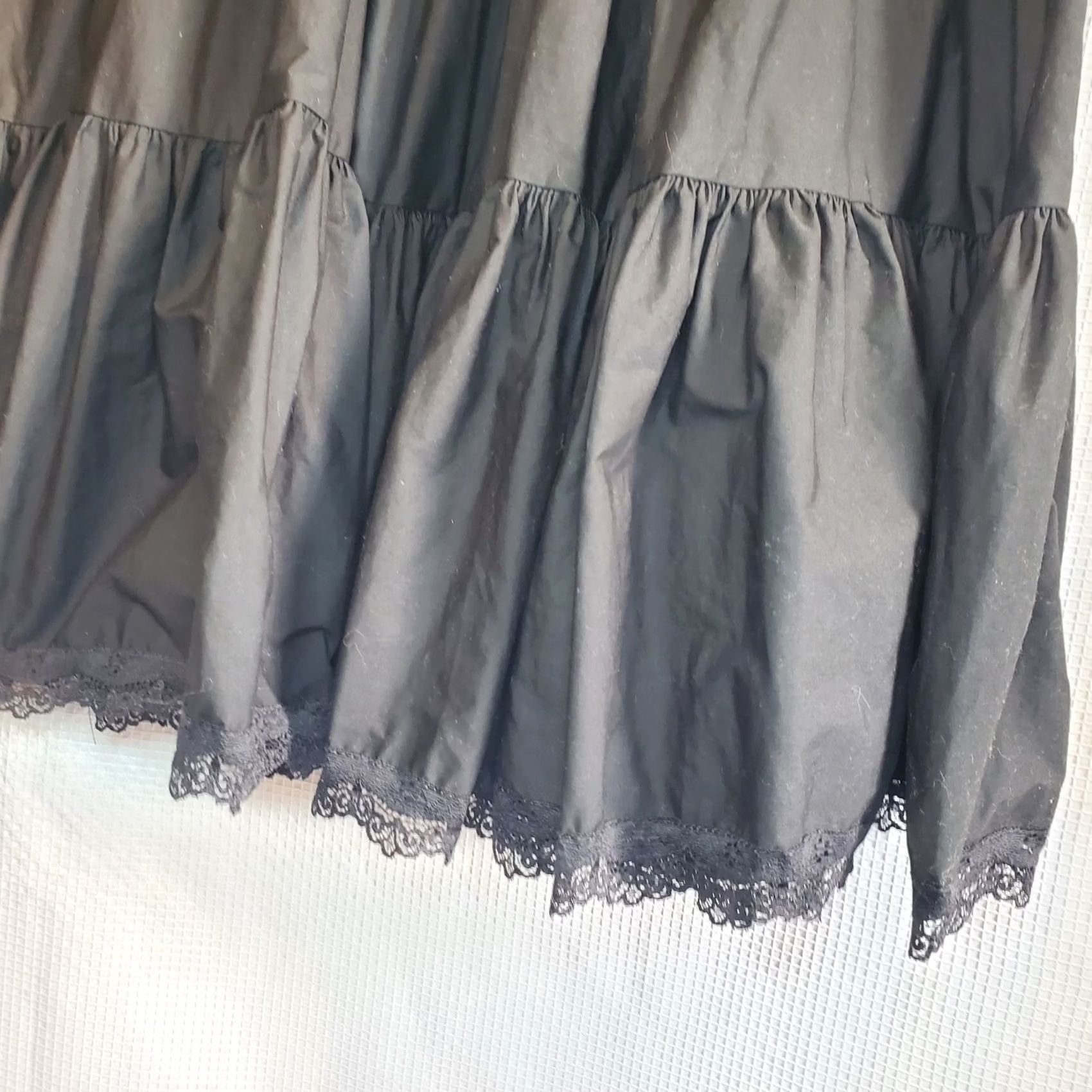 Vintage VINTAGE Womens Large Black Tiered Full Circle Skirt Lace Trim Whimsygoth Summer Pettiskirt Midi Party/Cocktail Womens Girls/Boys? Size 36" / US 14 / IT 50 - 3 Thumbnail