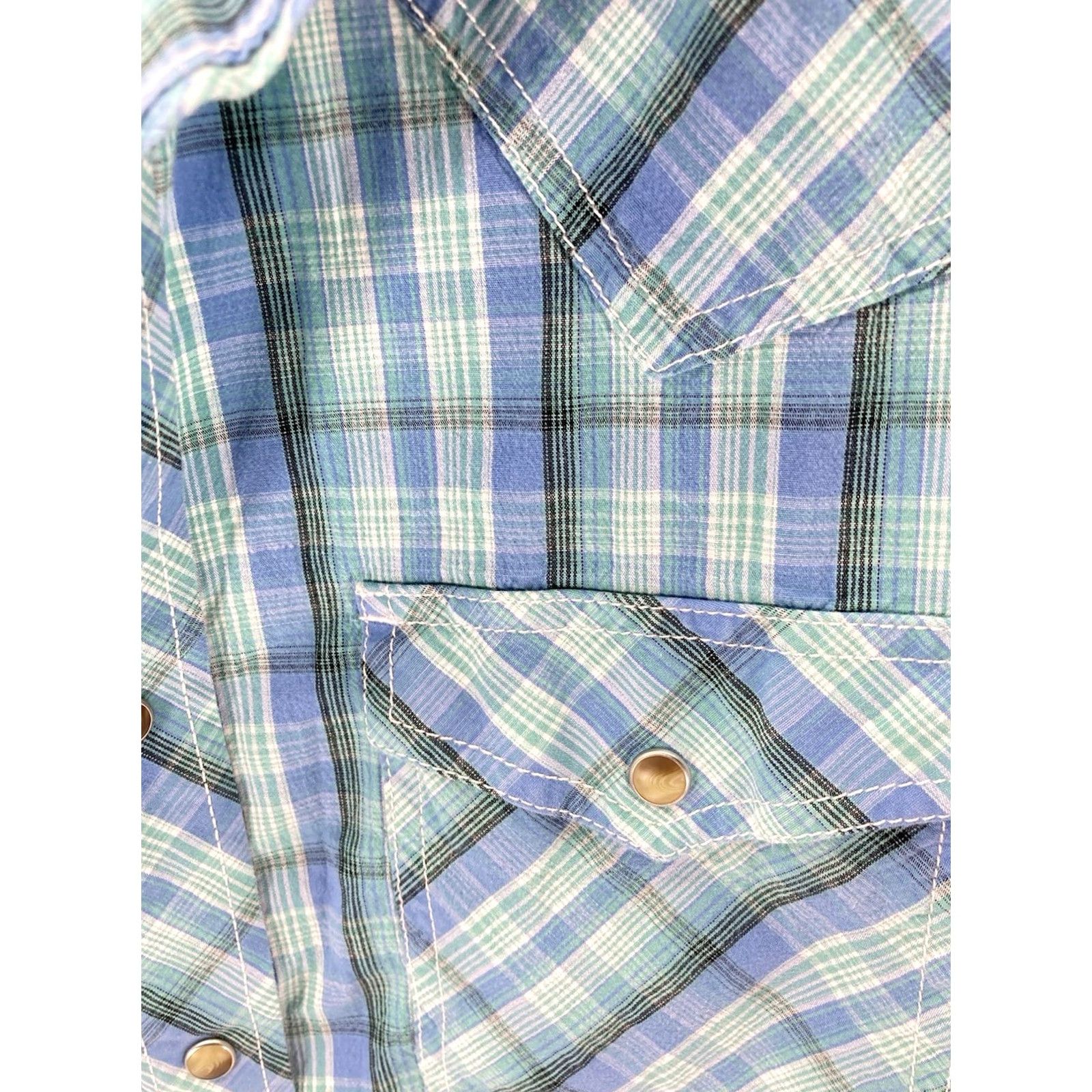 Wrangler VINTAGE Wrangler 20X Pearl Snap Western Shirt Men XL Blue Plaid Short Sleeve Rodeo Mens Size US XL / EU 56 / 4 - 4 Thumbnail
