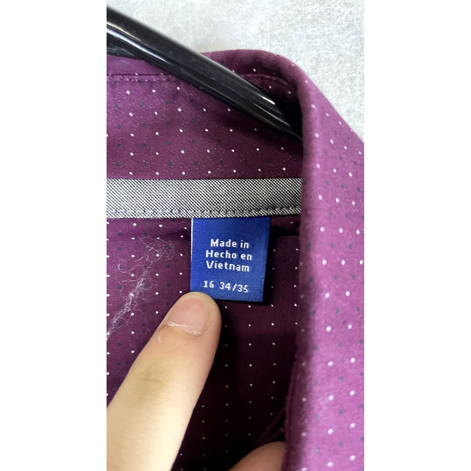 Vince Camuto Vince Camuto Dress Shirt Mens 16 34/35 Purple Polka Dot Slim Fit Long Sleeve Shirt Size 42R - 3 Thumbnail
