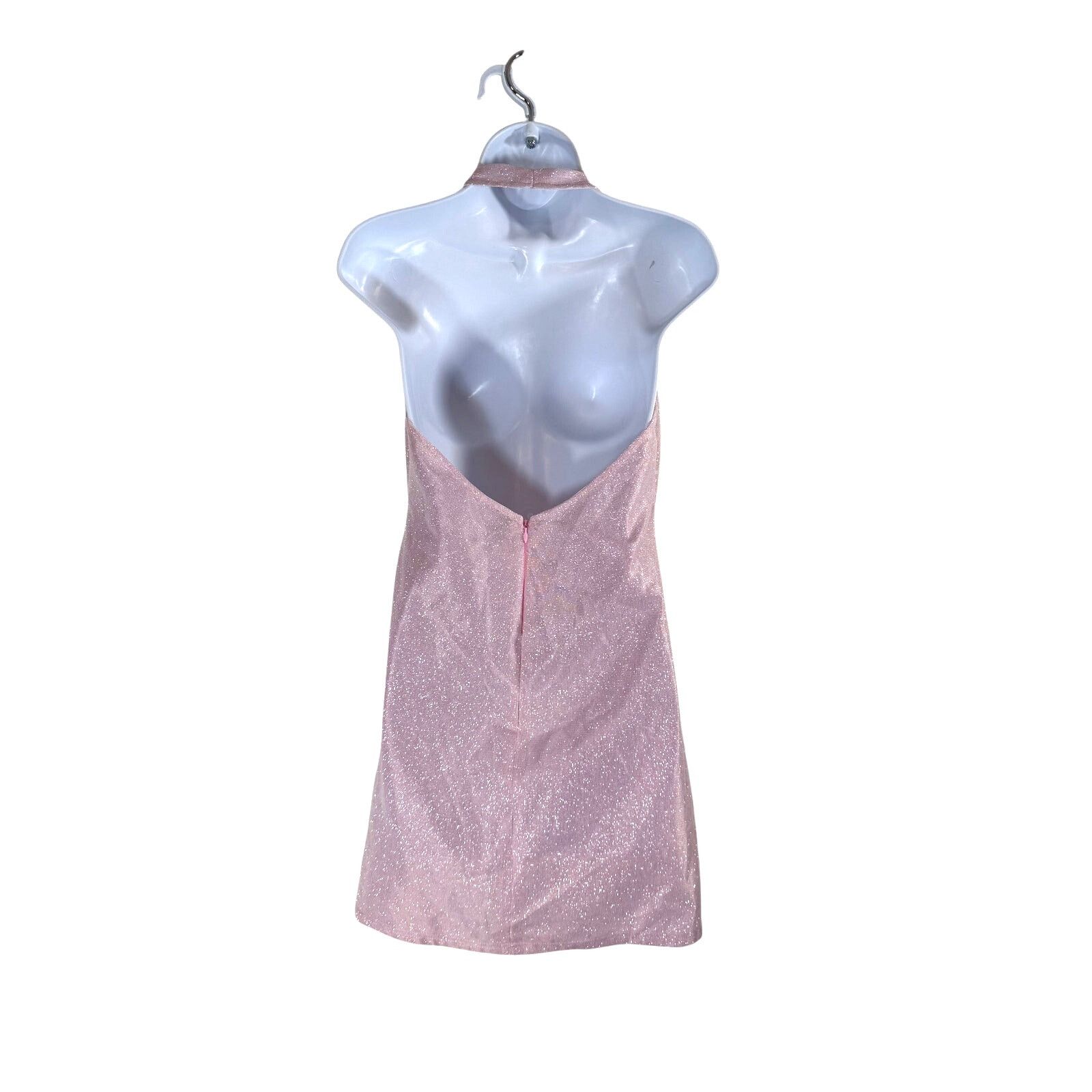 PRINCESS POLLY Princess Polly Halter Mini Dress Sparkly Baby Pink Size 12 Size XL / US 12-14 / IT 48-50 - 2 Thumbnail