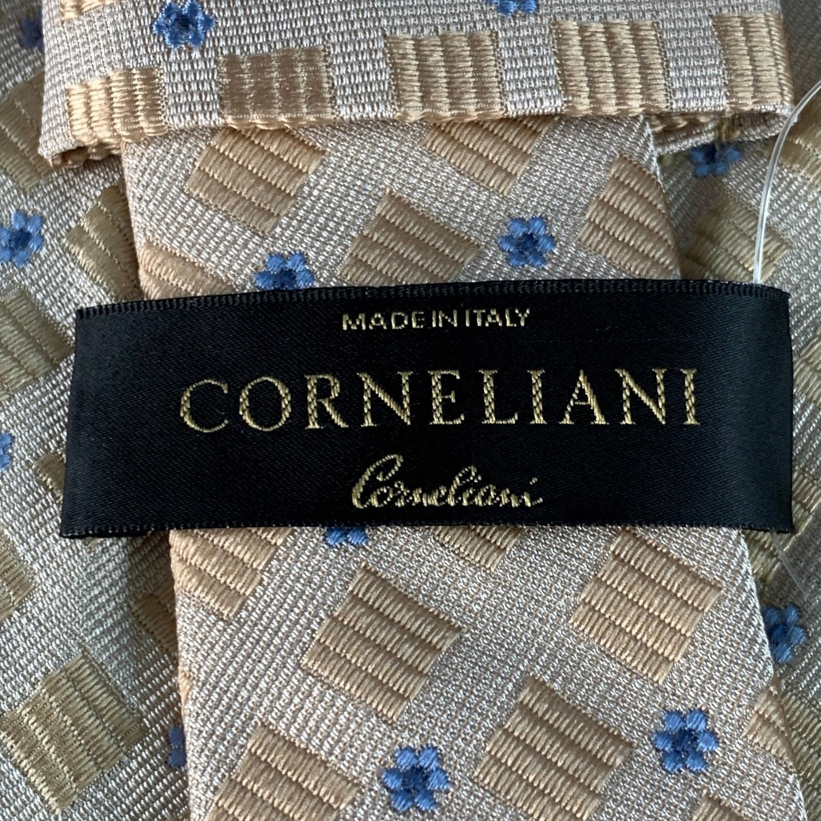 Corneliani Beige Light Blue Abstract Floral Silk Jacquard Tie Size ONE SIZE - 4 Thumbnail