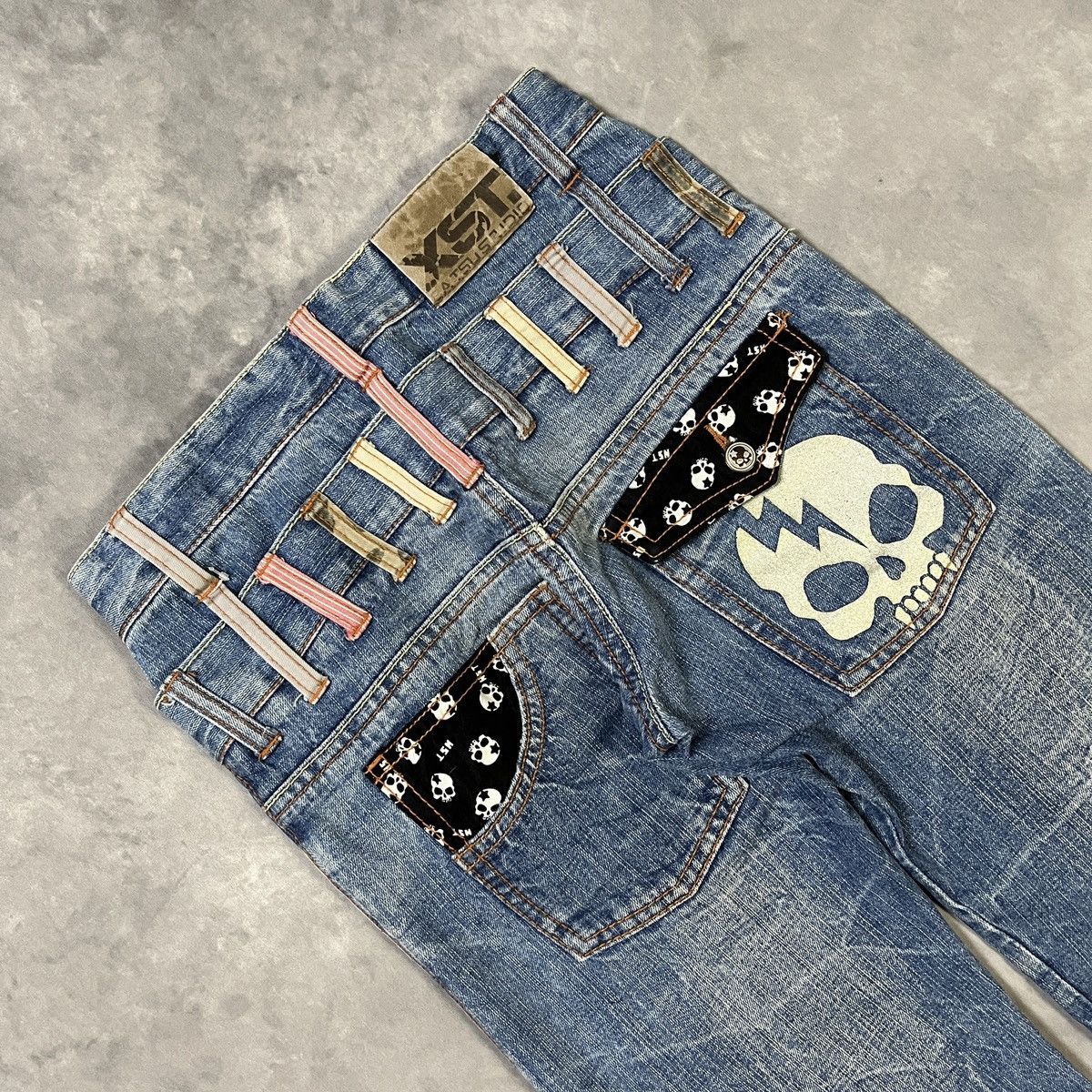 Japanese Brand Japan Double Waist by BA-TSU STUDIO Skull Pocket Jeans Size US 28 / EU 44 - 9 Thumbnail