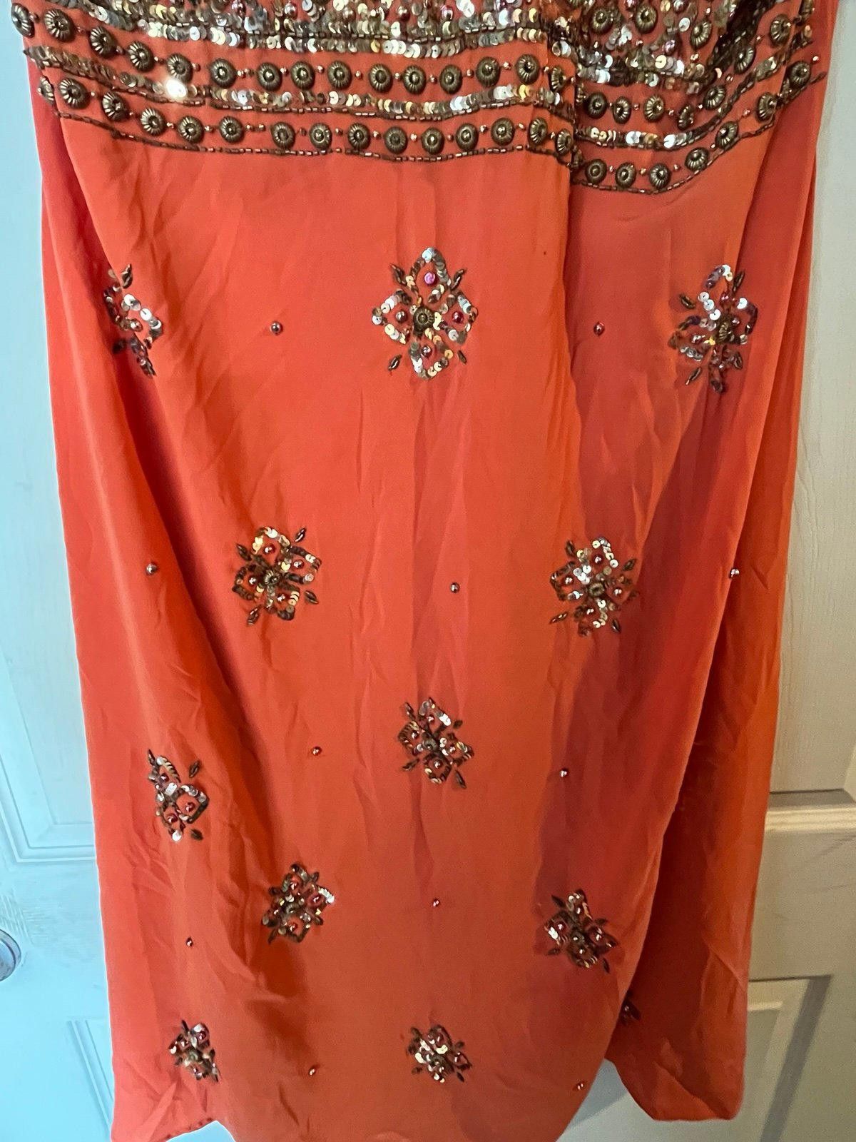 Other Coral Indian floral embroidered dress sequins beadwork Size XL / US 12-14 / IT 48-50 - 4 Thumbnail