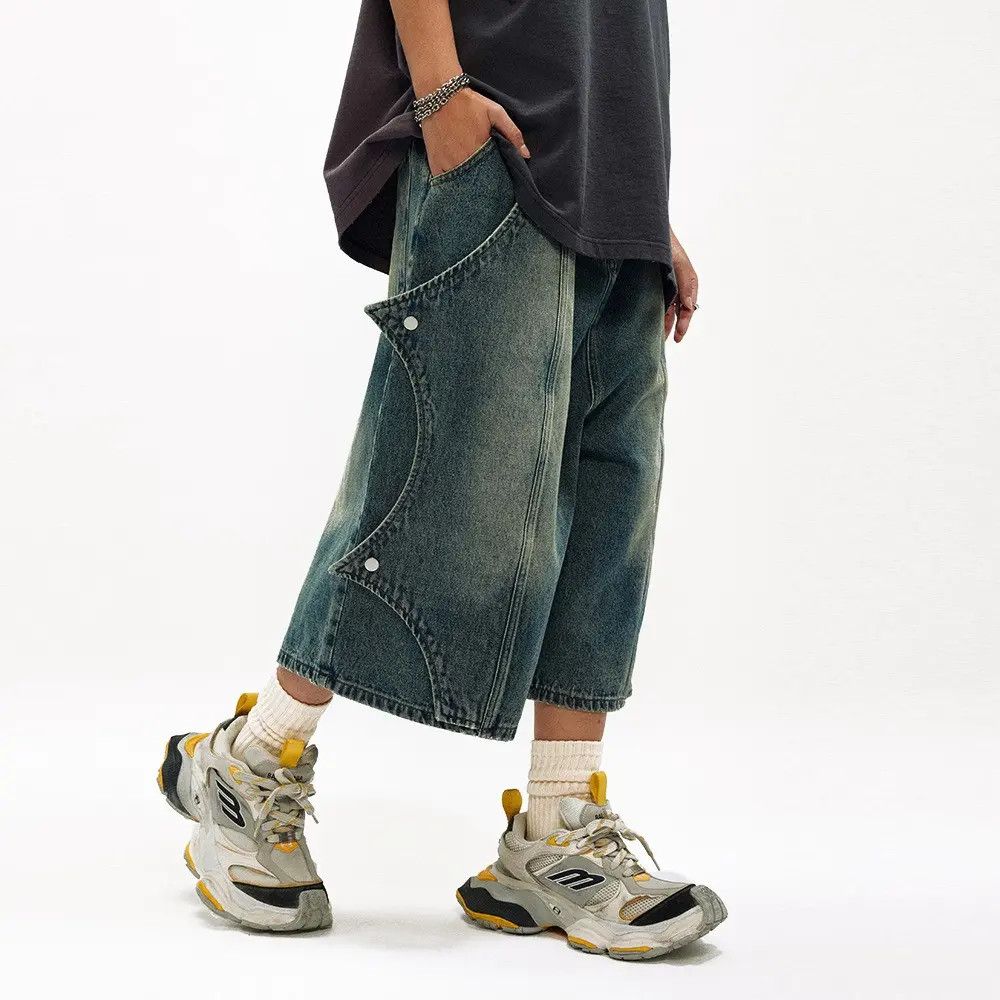 Japanese Brand × Jean Baggy Chunky Denim Shorts, Loose Shorts Size US 32 / EU 48 - 4 Thumbnail