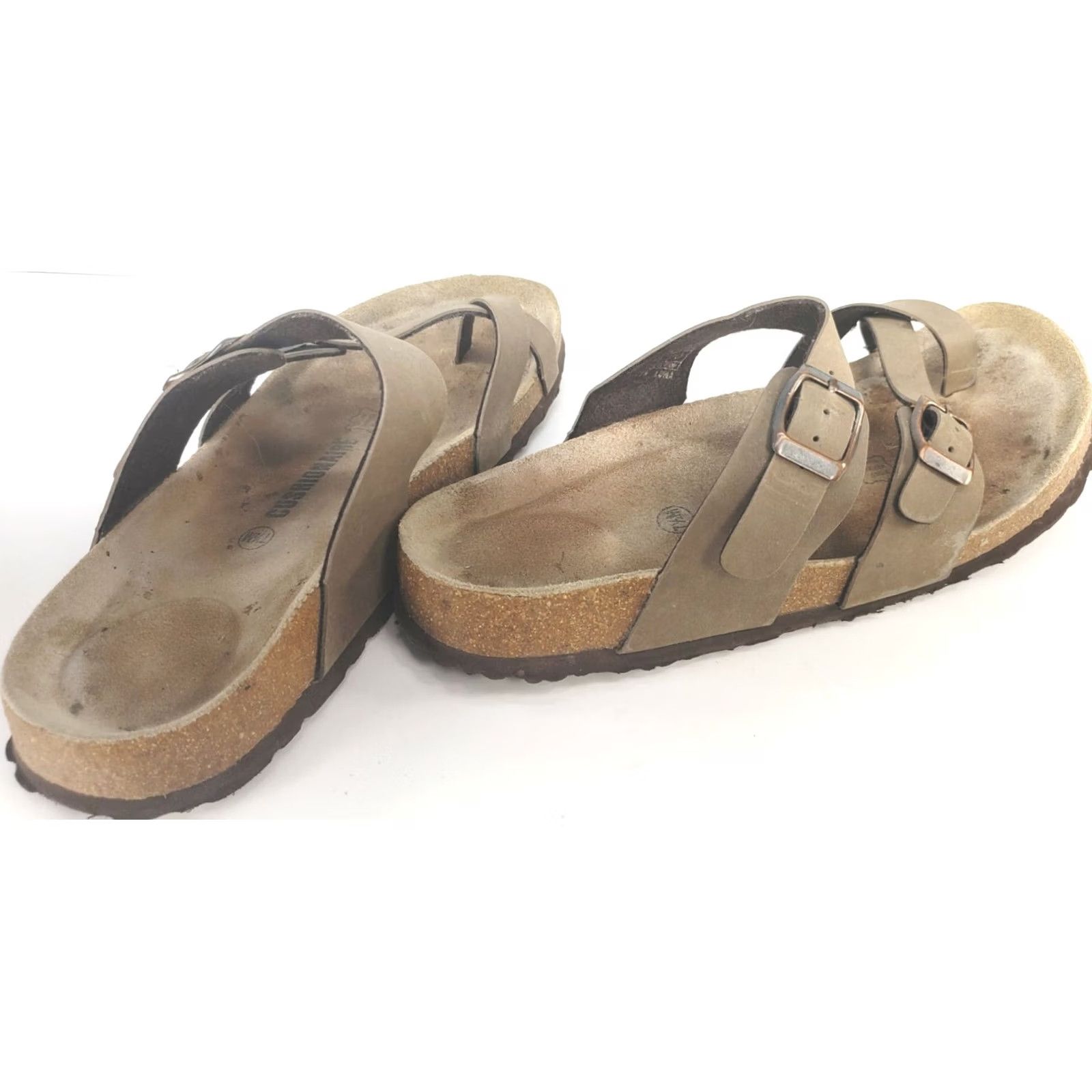 Vintage Cushionaire Luna Taupe Cork Footbed Sandal Women's 7.5M Buckles Casual Summer Size US 8 / IT 38 - 4 Thumbnail