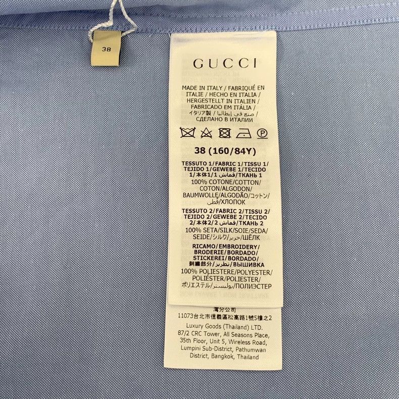 Gucci Gucci Blue Cotton Long Sleeve Shirt- Size US S / EU 44-46 / 1 - 6 Thumbnail