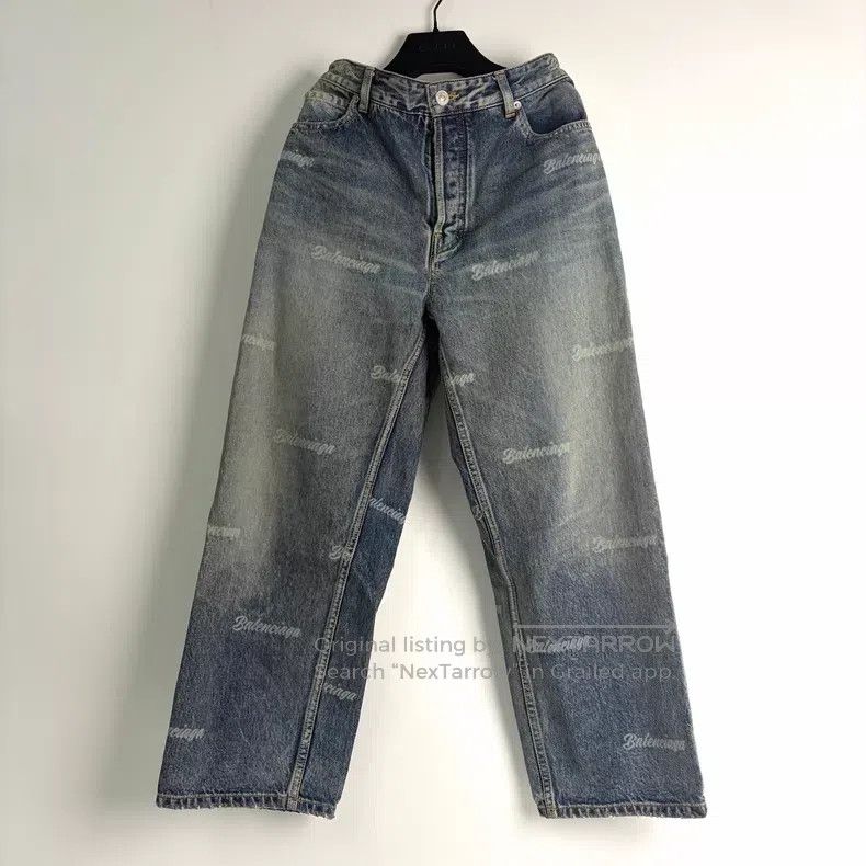 Balenciaga Balenciaga Logo Printed Loose Fit Denim Pants Size US 26 / EU 42 - 1 Thumbnail