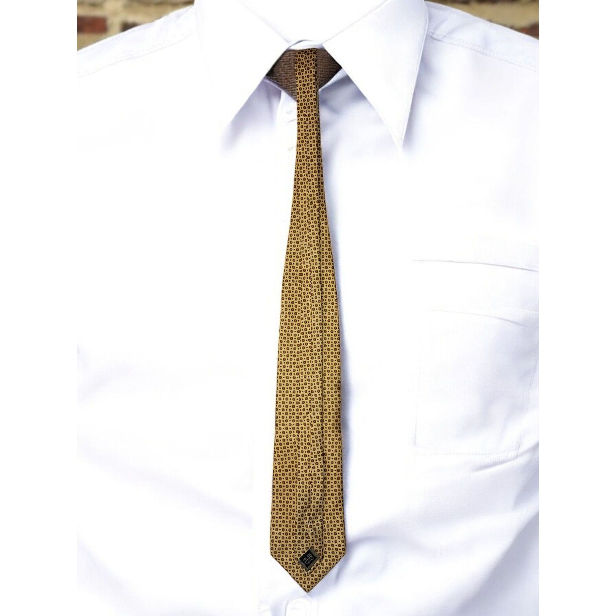 Other Antiche Seterie Fiorentine 100% Silk Tie—Yellow & Red Geomet Size ONE SIZE - 3 Thumbnail