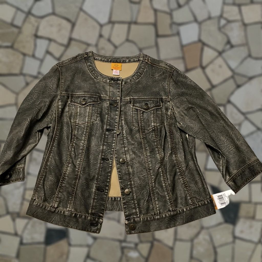 Vintage Ruby Rd. Women Jacket Gray 16W Small Distressed Denim Pockets Basic Jacket Adults Womens Size XXL / US 16-18 / IT 52-54 - 1 Thumbnail
