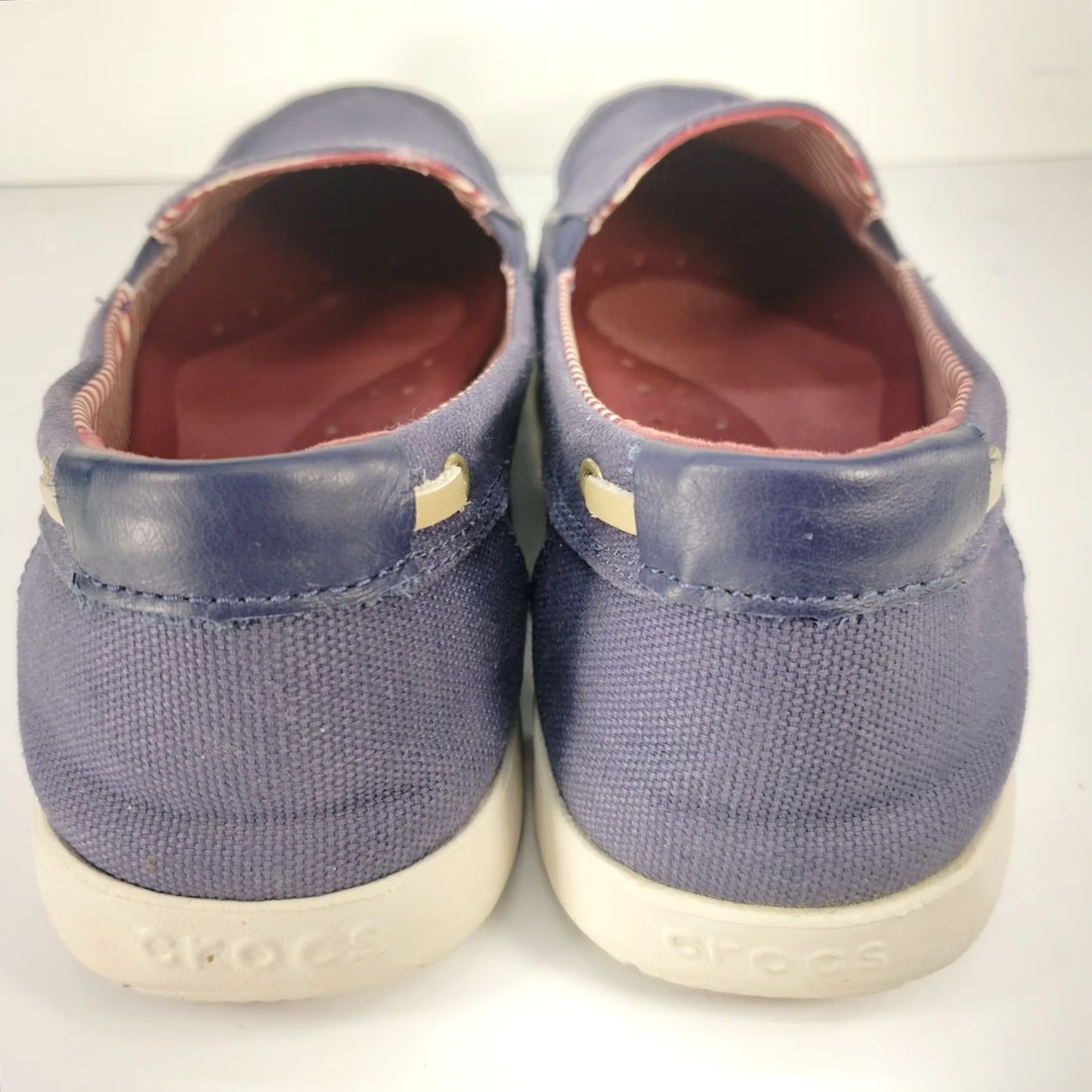 Crocs Crocs Loafers Walu Nautical Navy Blue Canvas 10 Women Slip On Round Toe Cushy Interior Lightweight Breathable Logo Textile Upper Size US 10 / IT 40 - 6 Thumbnail