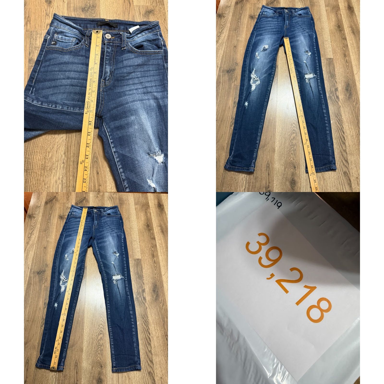 Vintage KanCan Maurices Jeans Women's Size 26 Blue Denim Ripped Skinny Jeans 5-Pocket Regular Rise Inseam 27 in Size 26" / US 2 / IT 38 - 8 Thumbnail