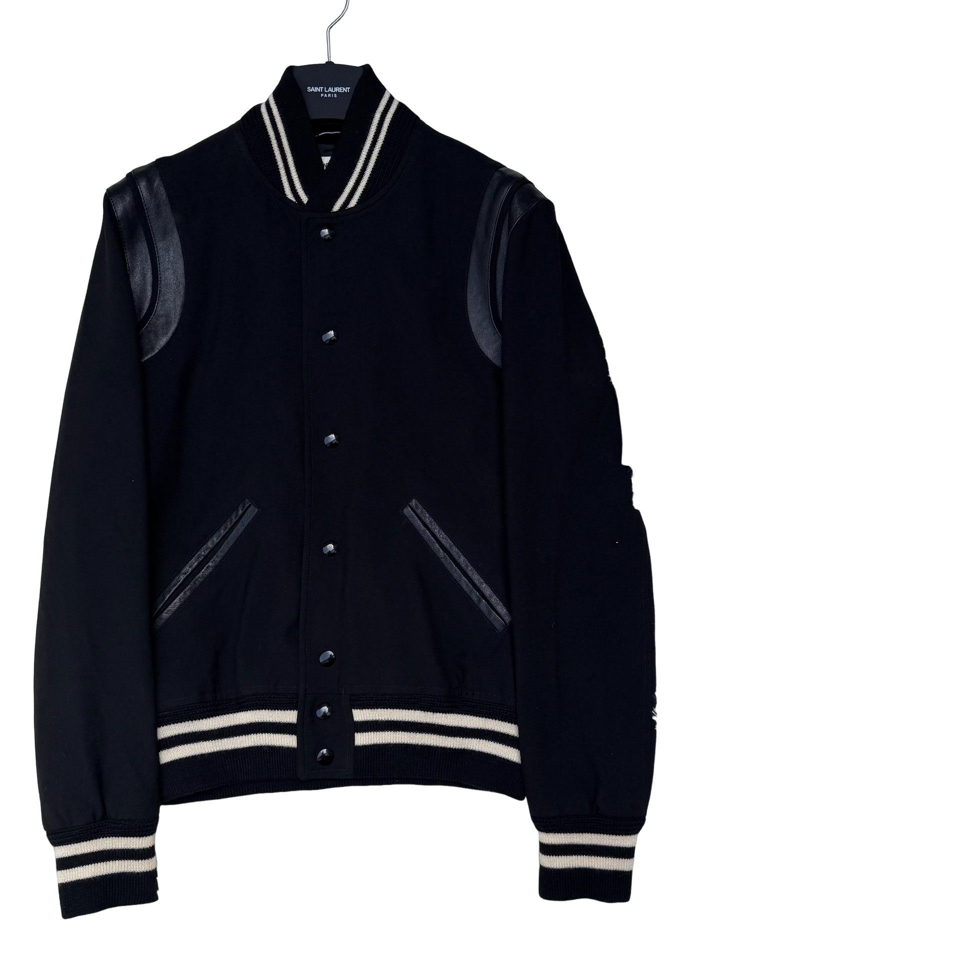 Saint Laurent Paris Saint Laurent Wool Leather Varsity Bomber Size S Size US S / EU 44-46 / 1 - 1 Thumbnail