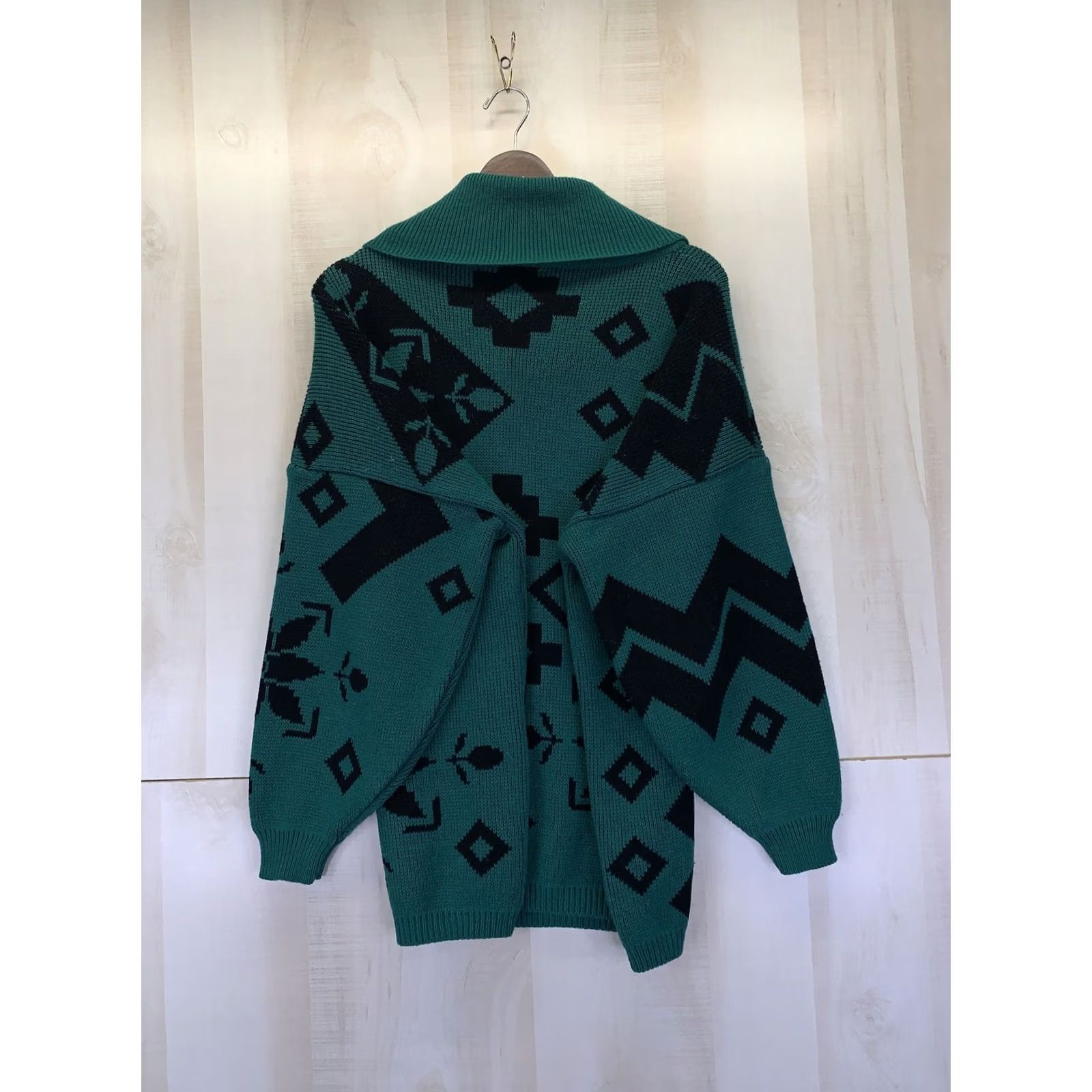 Vintage VINTAGE Stefano Sweater Geometric Floral Design Cowl Neck Womens One Size Green Knit Pullover 3/4 Sleeve Size ONE SIZE - 6 Thumbnail