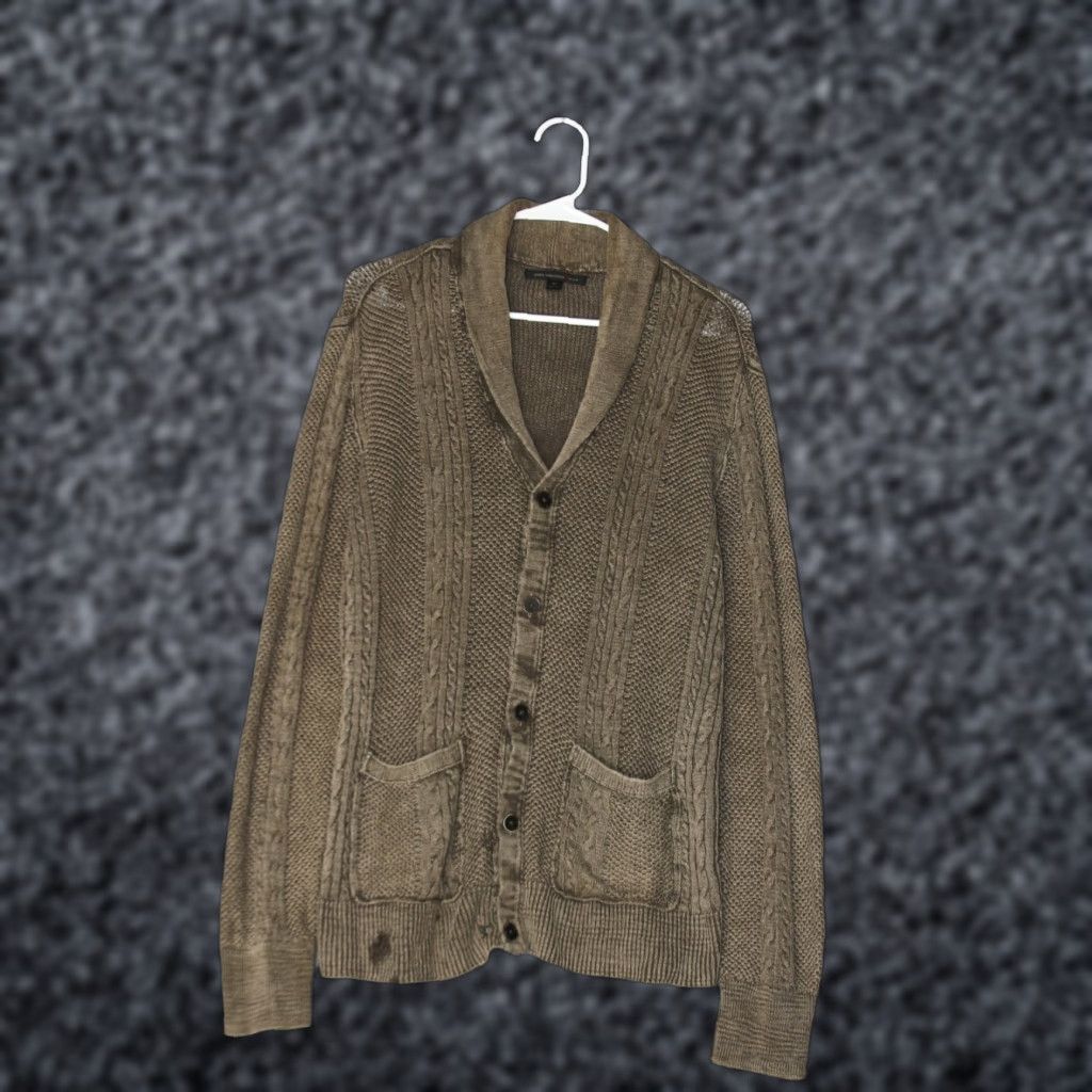 John Varvatos John Varvatos USA Cardigan Mens M Brown Cable-Knit Sweater Shawl Collar Size US M / EU 48-50 / 2 - 1 Thumbnail