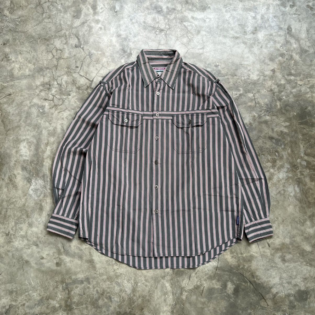 Nigel Cabourn Nigel Carboun Vertical Stripe Longsleeve Button up Shirt Size US XL / EU 56 / 4 - 1 Thumbnail