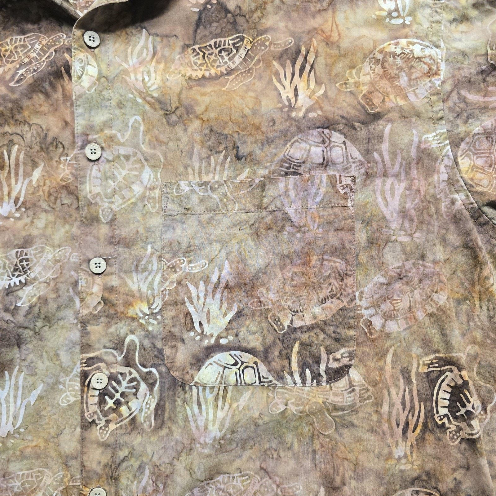 Other Basic Options Shirt XL Brown Sea Turtle Hawaiian Button Up Size US L / EU 52-54 / 3 - 2 Thumbnail