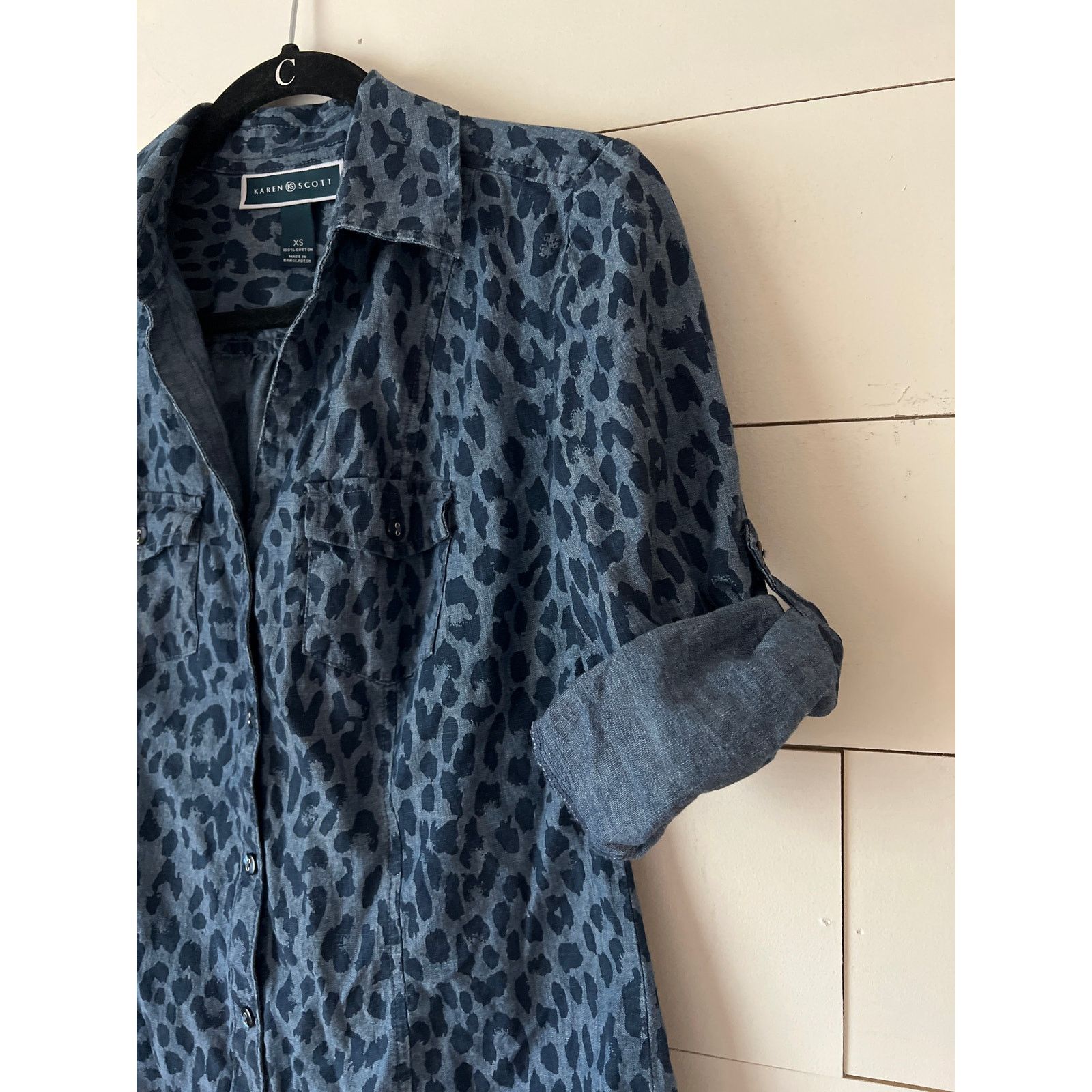 Other Karen Scott 3/4 sleeve button up animal print denim top XS Size XS / US 0-2 / IT 36-38 - 5 Thumbnail