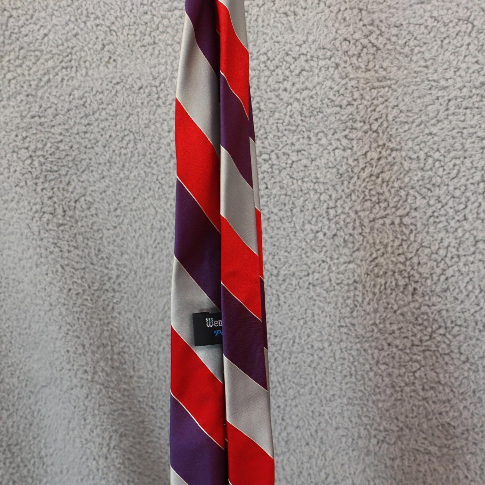 Other Wembley Polysilk Luxury tie Red Purple Grey Luxury Business Size ONE SIZE - 4 Thumbnail