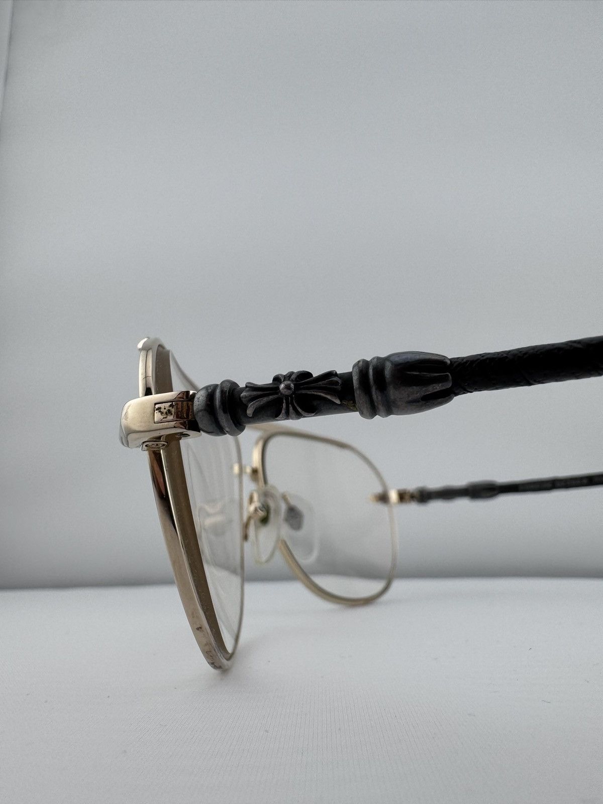 Chrome Hearts Chrome Hearts ‘Muncher’ Stingray Leather Detail Eyeglasses Size ONE SIZE - 10 Thumbnail