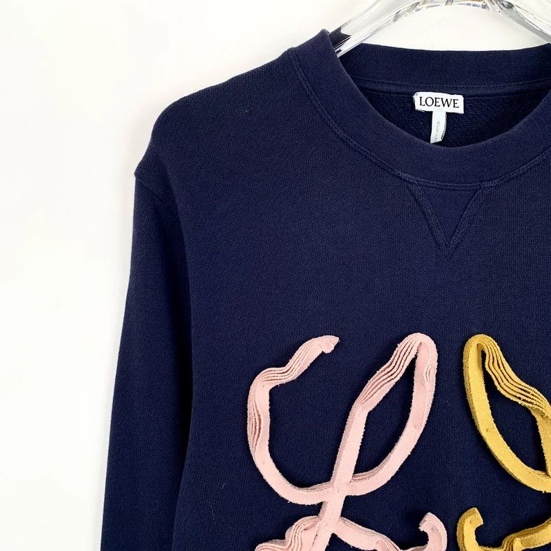 Loewe Loewe Dark blue logo colored cotton round neck long sleeve Size S / US 4 / IT 40 - 3 Thumbnail