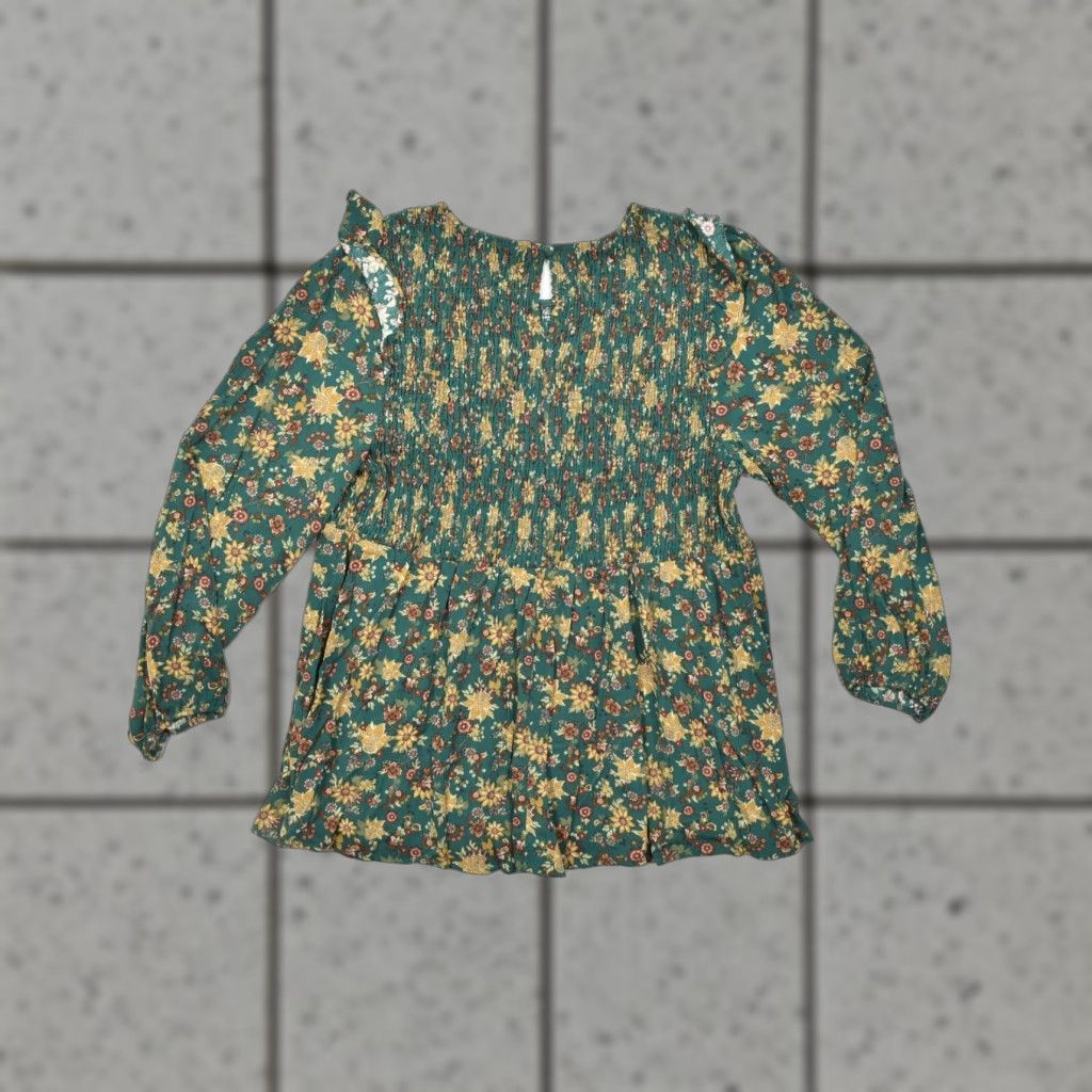 Torrid Torrid Blouse Shirt Green Floral Smocked Peplum Puff Sleeve Ruffle Long Sleeve 100% Cotton Plus Size 2 Womens Casual Top Size XS / US 0-2 / IT 36-38 - 1 Thumbnail