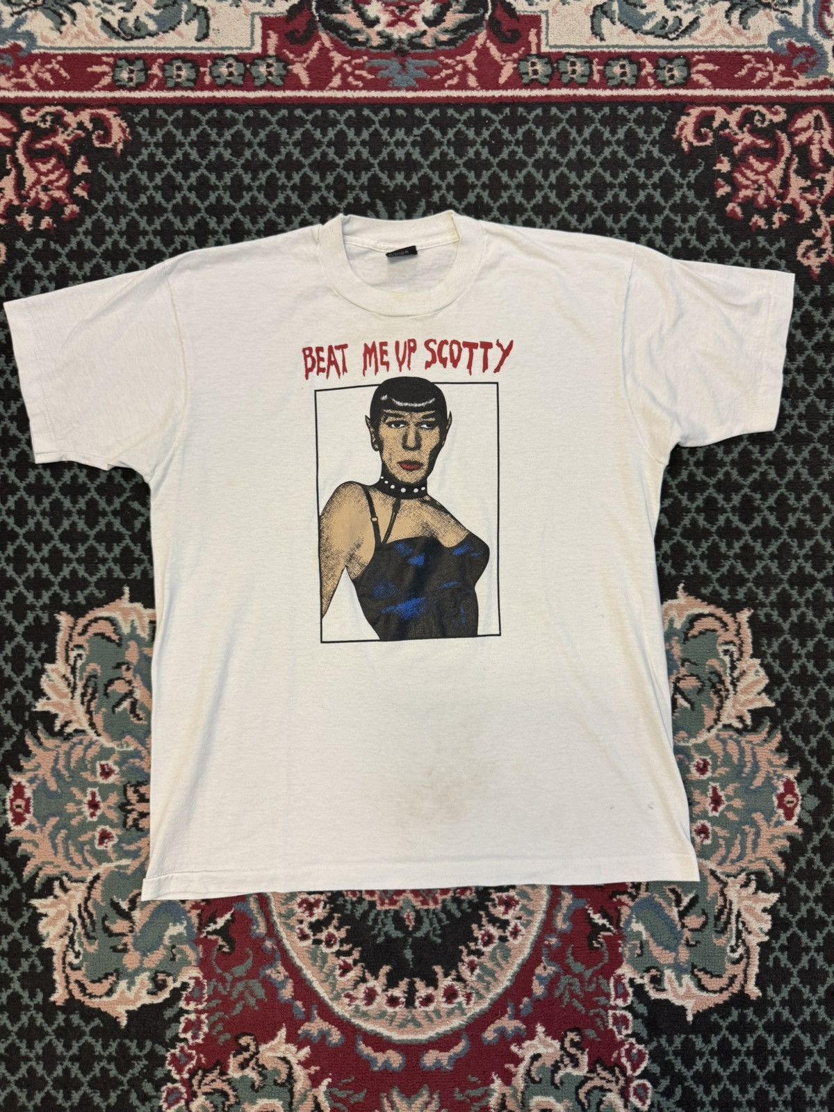 Vintage Rare VTG 90s Novelty Star trek parody Beat Me Up Scotty Tee Size US XL / EU 56 / 4 - 2 Thumbnail
