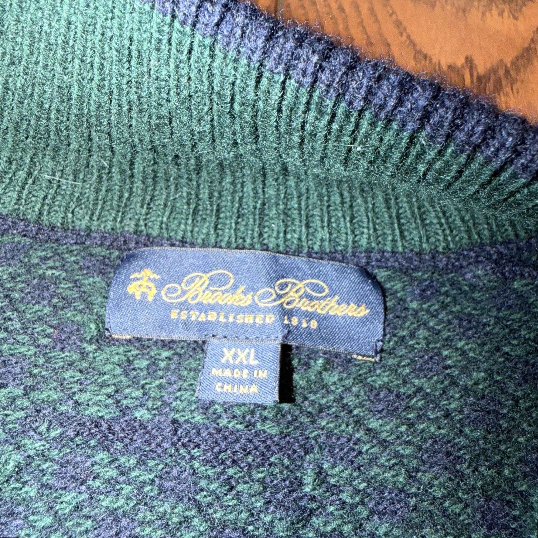 Brooks Brothers Brooks Brothers Nordic Merino Wool 1/4 Zip Pullover Sweater Navy Green Men’s XXL Men Sweater Size US XXL / EU 58 / 5 - 4 Thumbnail