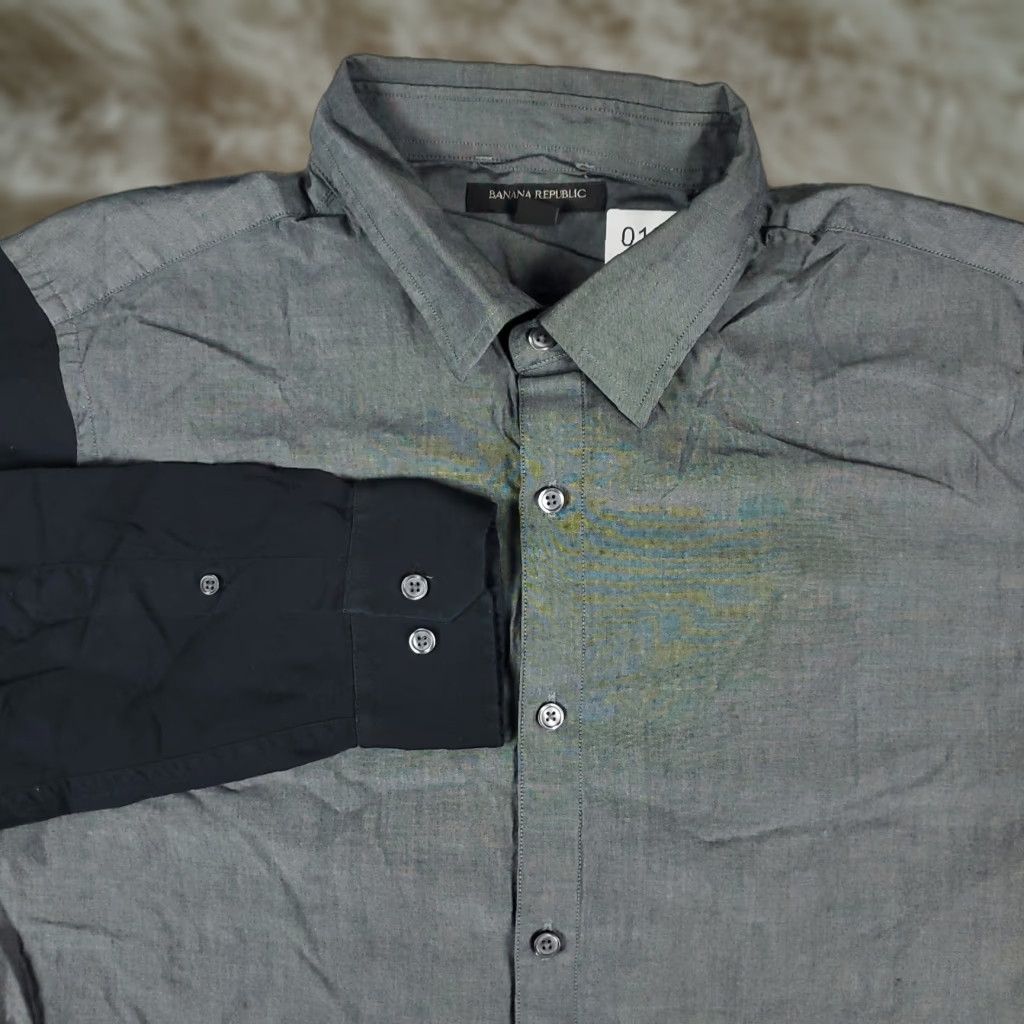 Banana Republic Banana Republic Shirt Gray/Black Long Sleeve Button-Up Adult Large Mens Size US L / EU 52-54 / 3 - 1 Thumbnail