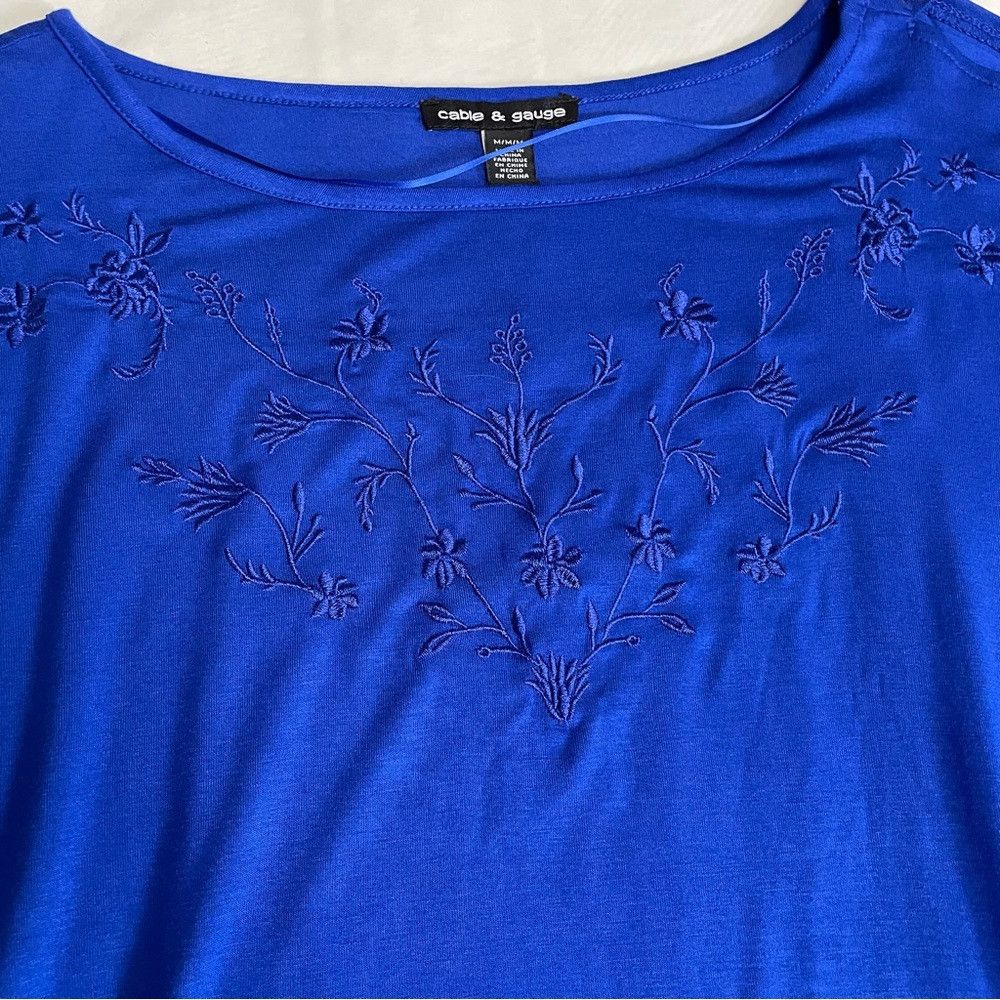 Other NWT New Cable & Gauge Blue Short Sleeve Embroidered Top Siz Size M / US 6-8 / IT 42-44 - 8 Thumbnail